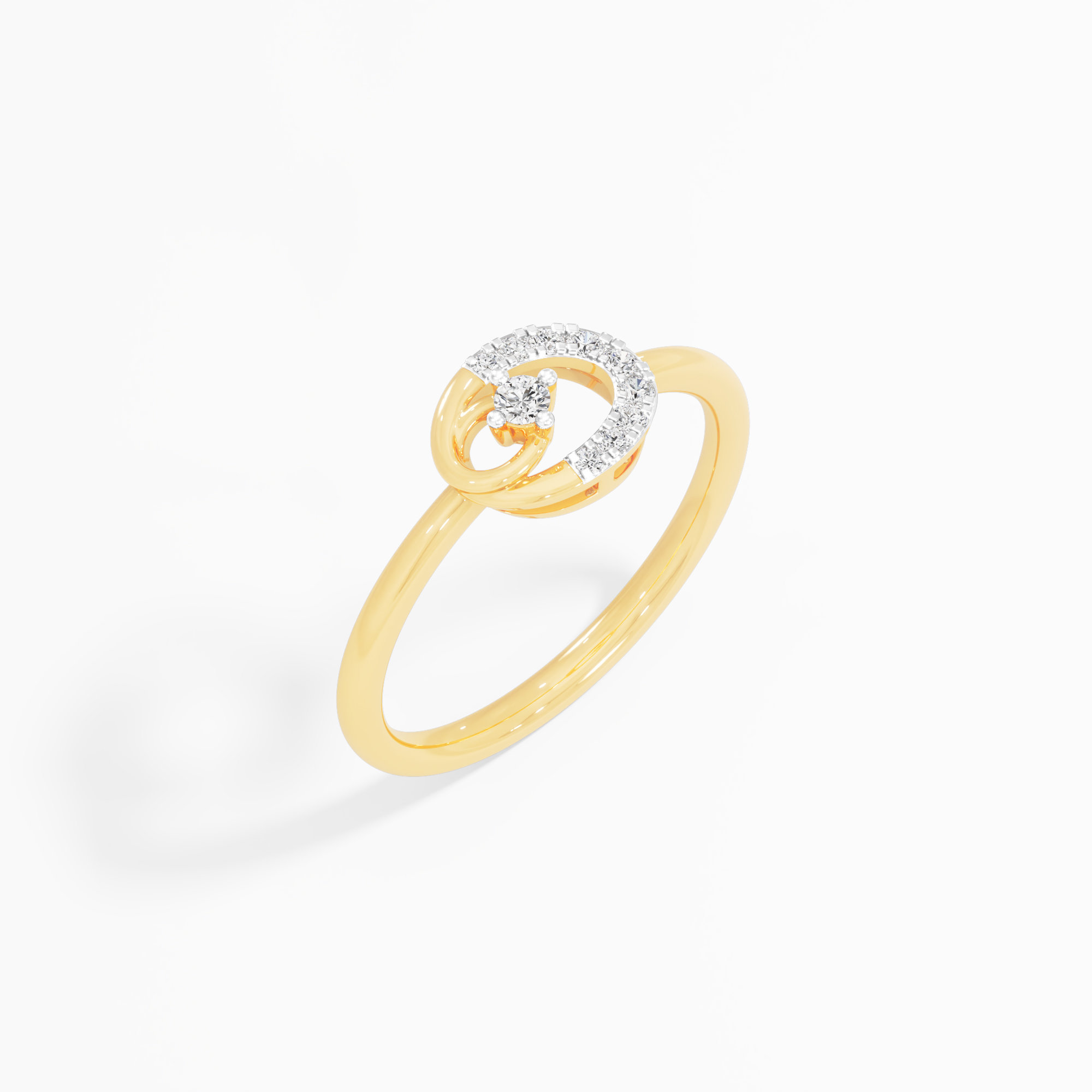 Glimmering Crest Halos Ring in 9KT Yellow Gold (Diamond Quality: FG-VVS VS)