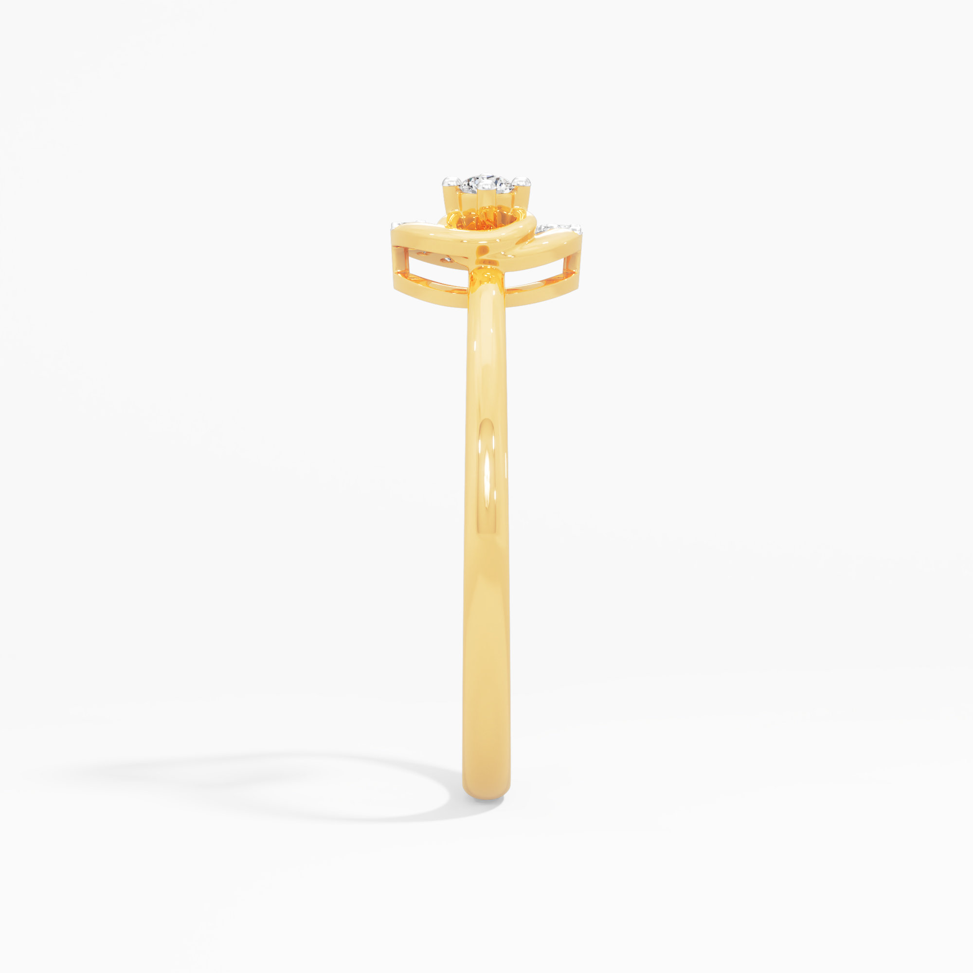 Glimmering Crest Halos Ring in 9KT Yellow Gold (Diamond Quality: FG-VVS VS)