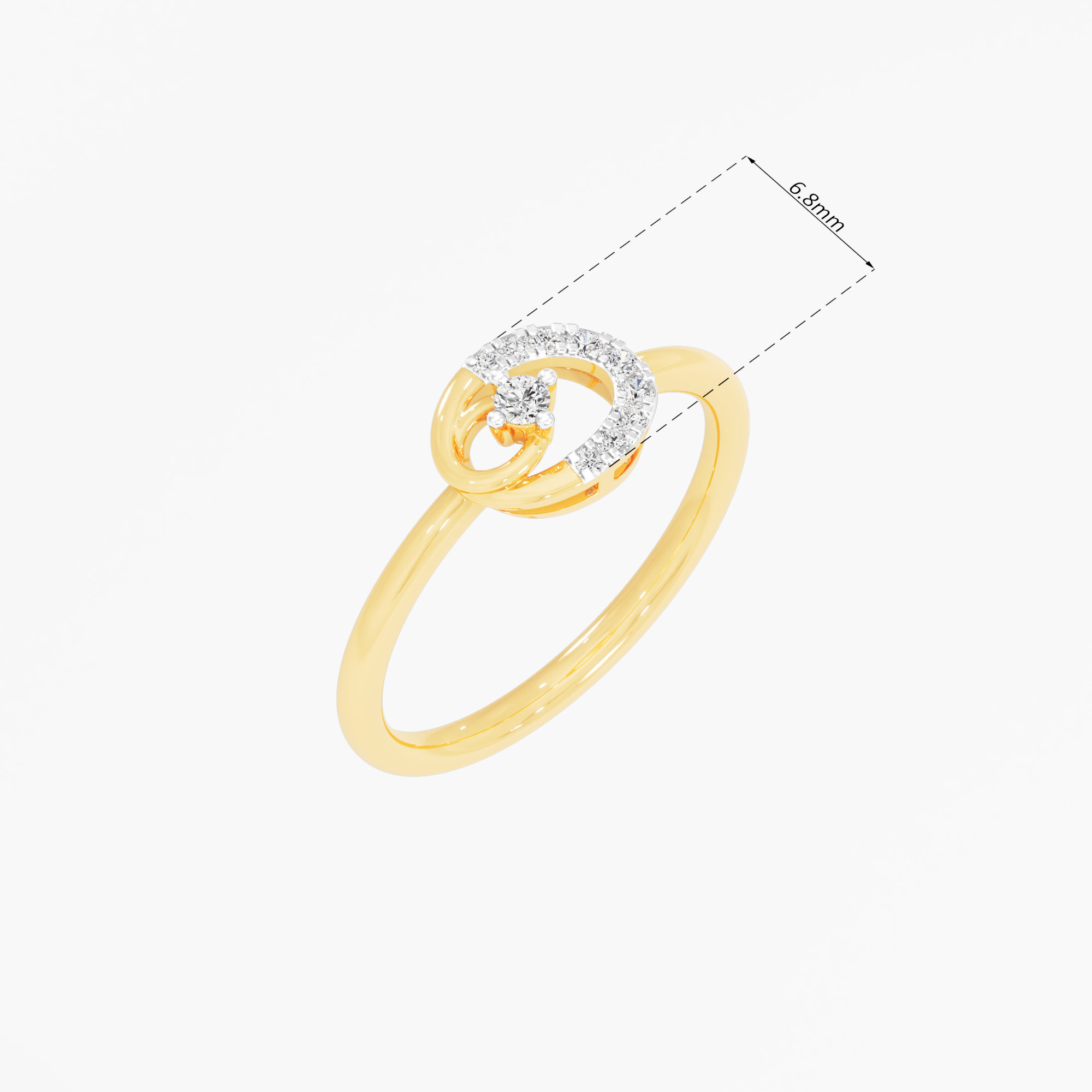 Glimmering Crest Halos Ring in 9KT Yellow Gold (Diamond Quality: FG-VVS VS)