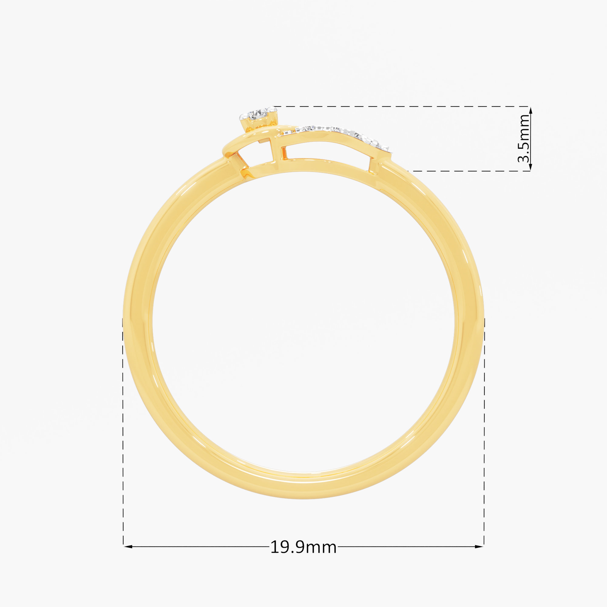 Arrow Heart Diamond Ring in 9KT Yellow Gold (Diamond Quality: FG-VVS VS)