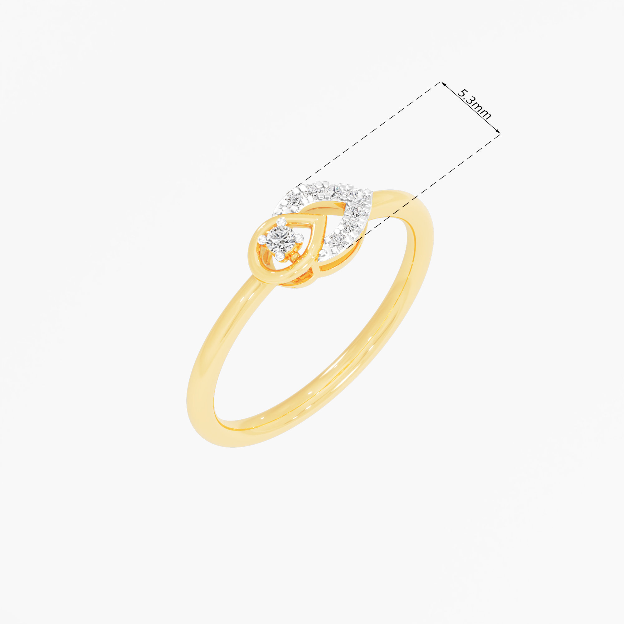 Arrow Heart Diamond Ring in 9KT Yellow Gold (Diamond Quality: FG-VVS VS)