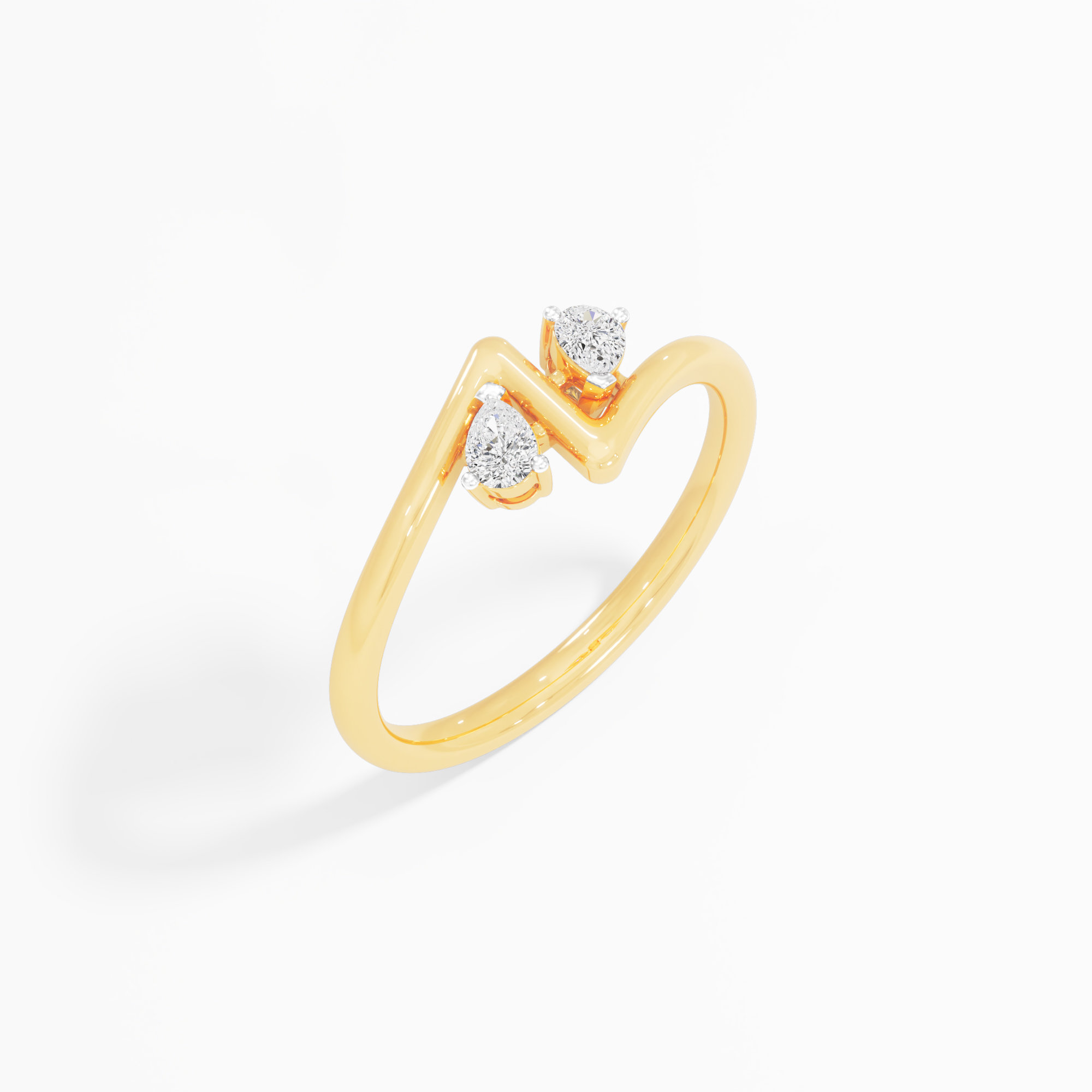 Sparkling Pear Diamond Ring in 9KT Yellow Gold (Diamond Quality:FG-VVS VS)