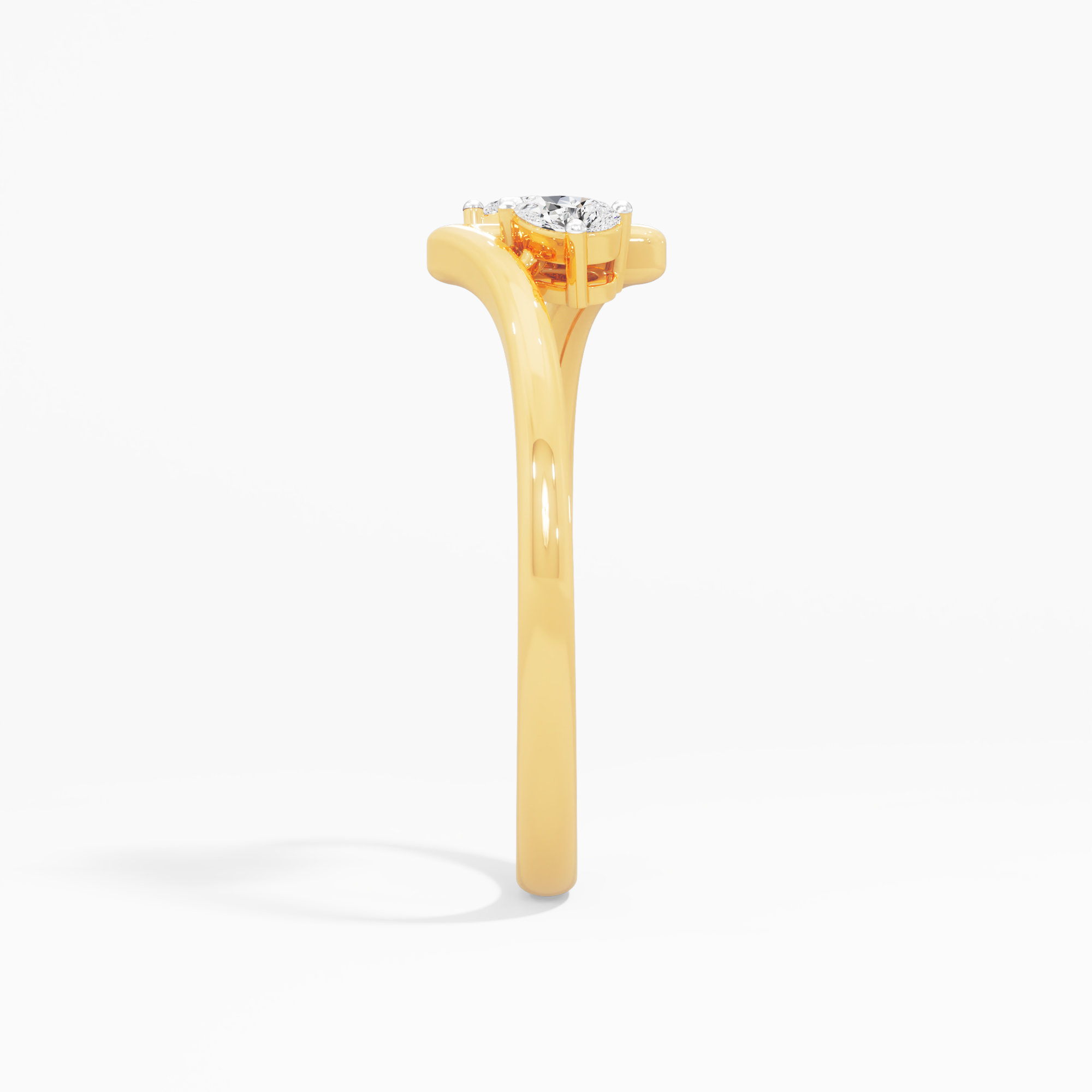 Sparkling Pear Diamond Ring in 9KT Yellow Gold (Diamond Quality:FG-VVS VS)