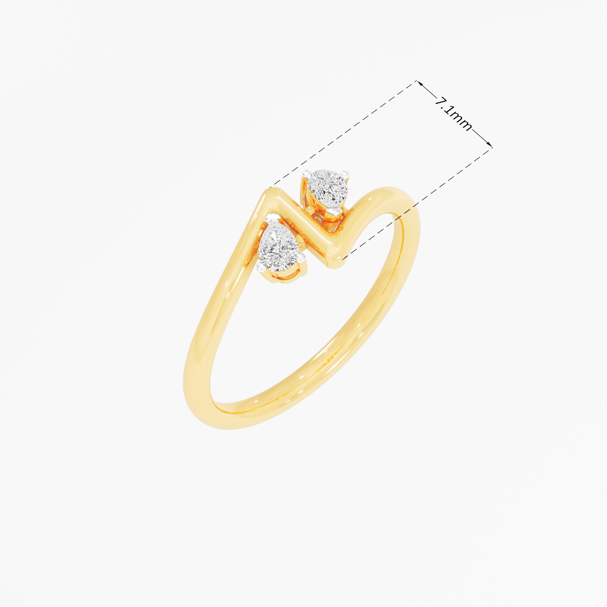 Sparkling Pear Diamond Ring in 9KT Yellow Gold (Diamond Quality:FG-VVS VS)