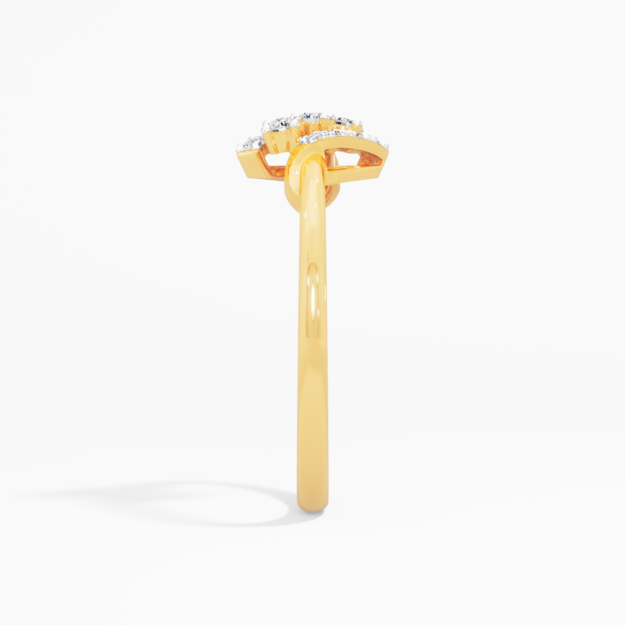 Lattice Pivot Diamond Ring in 9KT Yellow Gold (Diamond Quality: FG-VVS VS)