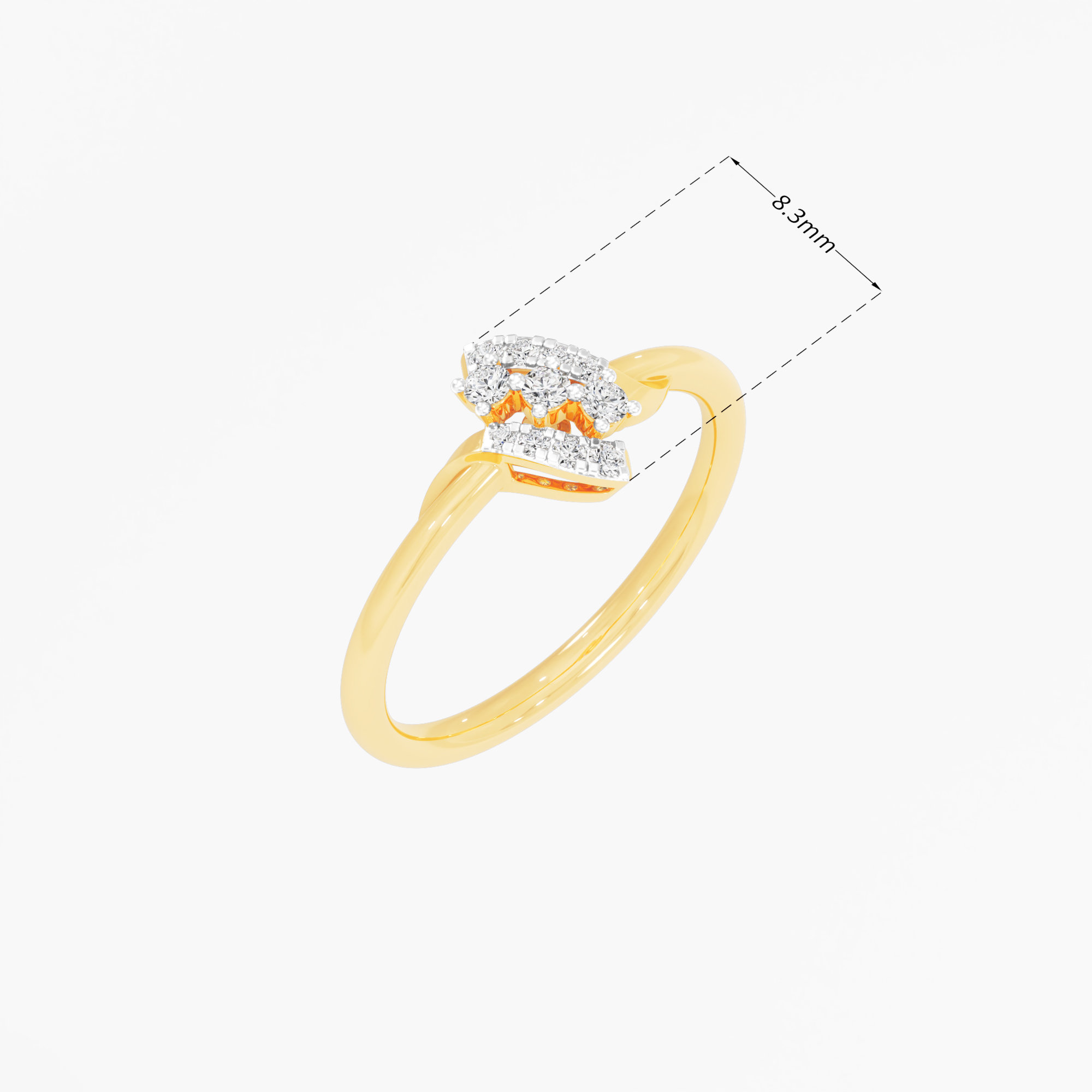 Lattice Pivot Diamond Ring in 9KT Yellow Gold (Diamond Quality: FG-VVS VS)