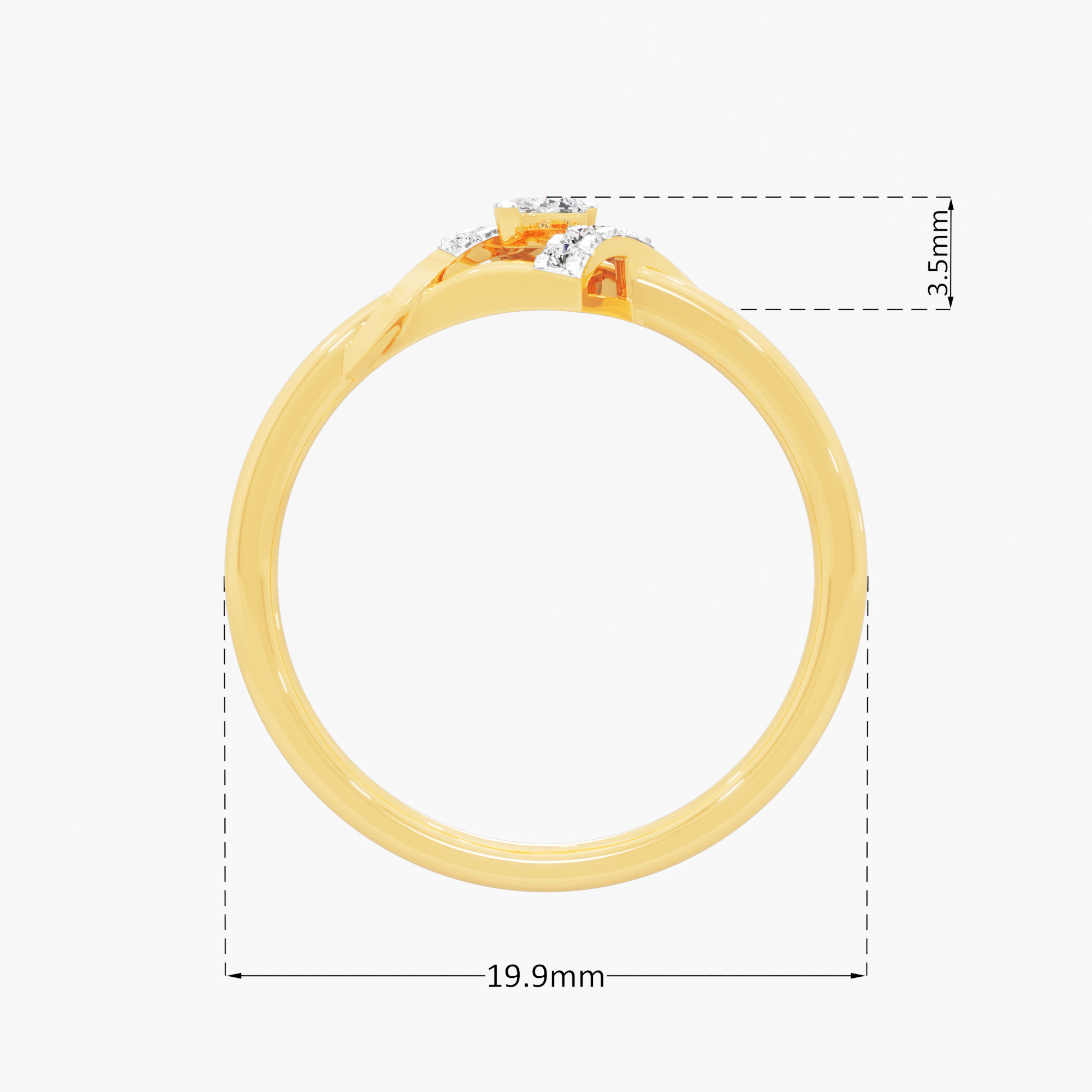 Azure Embrace Bypass Ring in 9KT Yellow Gold (Diamond Quality: FG-VVS VS)