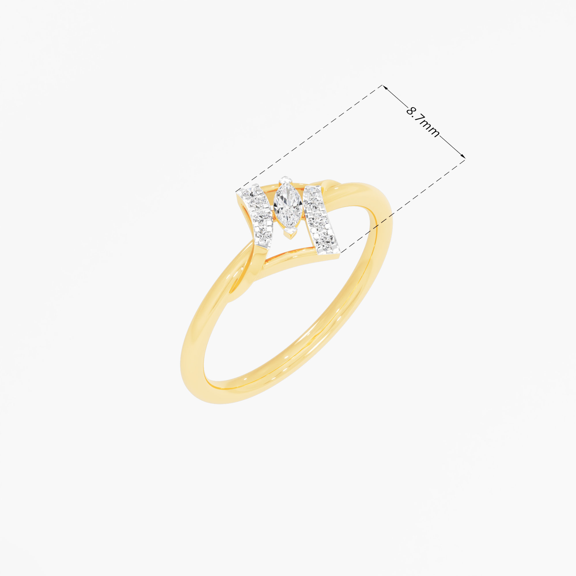 Azure Embrace Bypass Ring in 9KT Yellow Gold (Diamond Quality: FG-VVS VS)