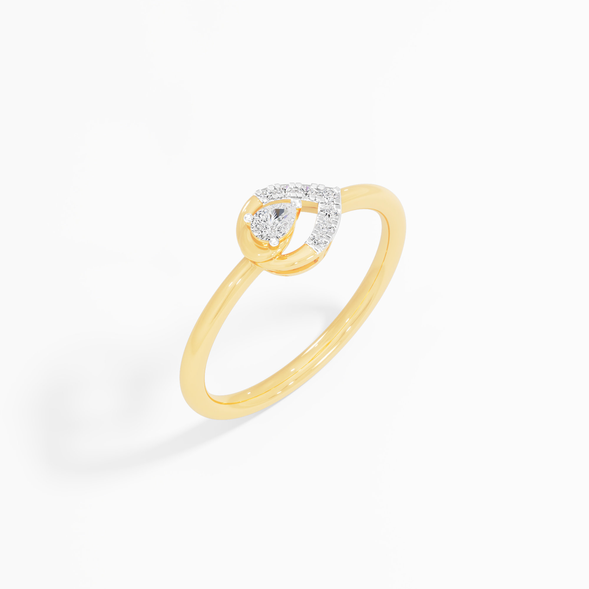 Luminous Dewdrop Halos Ring in 9KT Yellow Gold (Diamond Quality: FG-VVS VS)