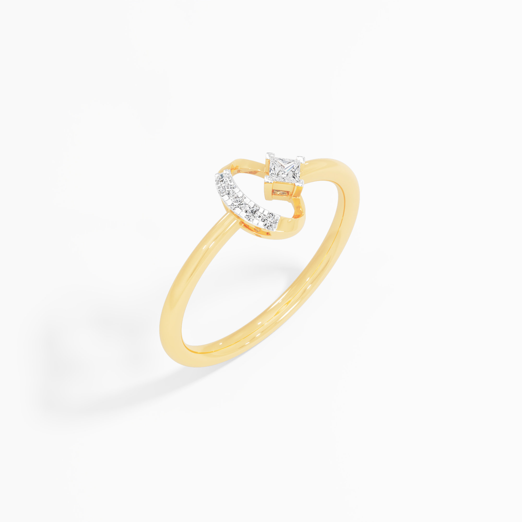 Radiant Arch Halos Ring in 9KT Yellow Gold (Diamond Quality: FG-VVS VS)