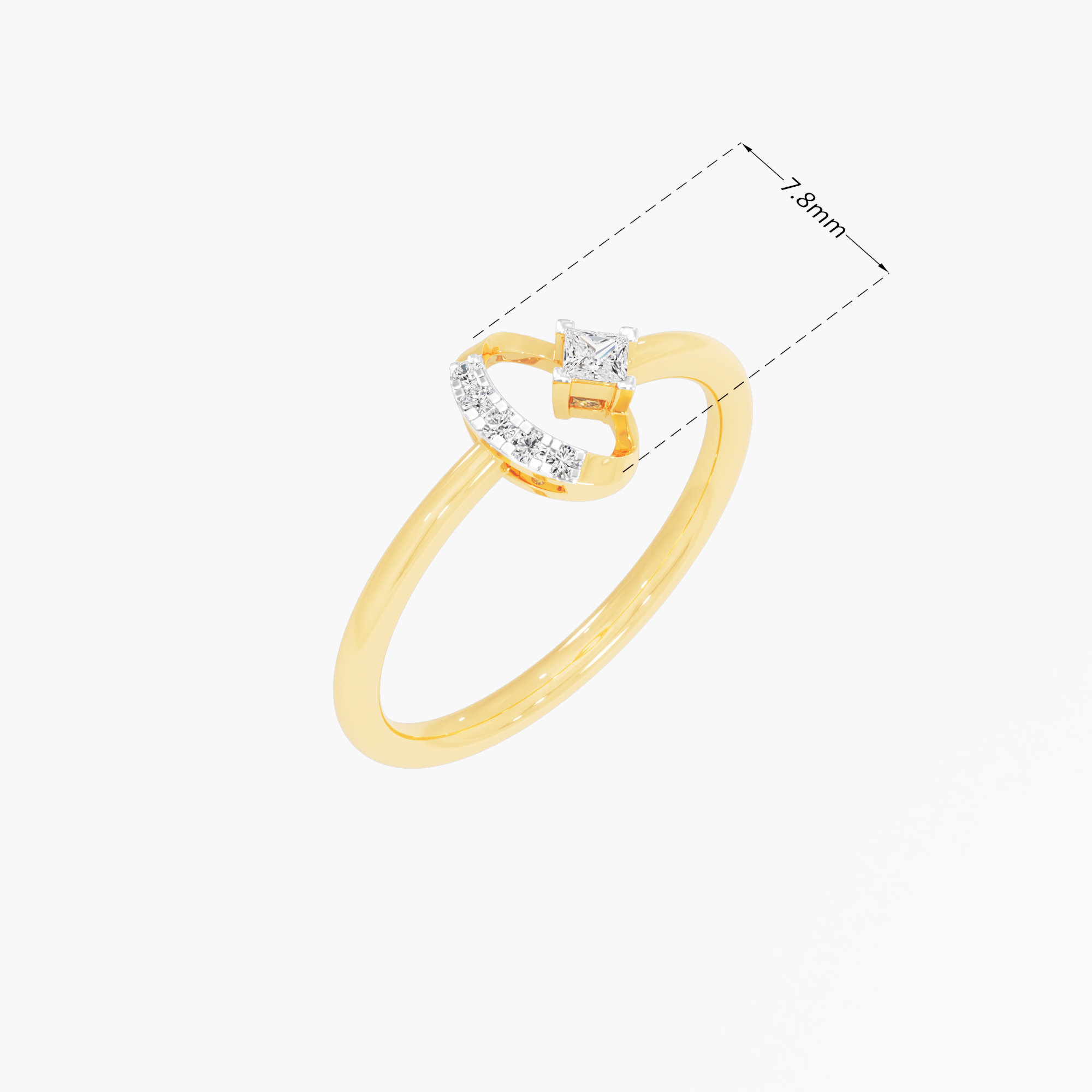 Radiant Arch Halos Ring in 9KT Yellow Gold (Diamond Quality: FG-VVS VS)
