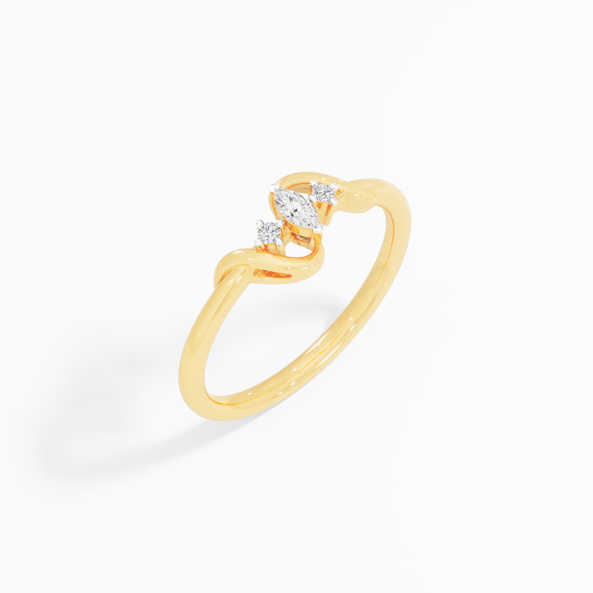 Celestial Swirl Bypass Ring in 9KT Yellow Gold (Diamond Quality: FG-VVS VS)