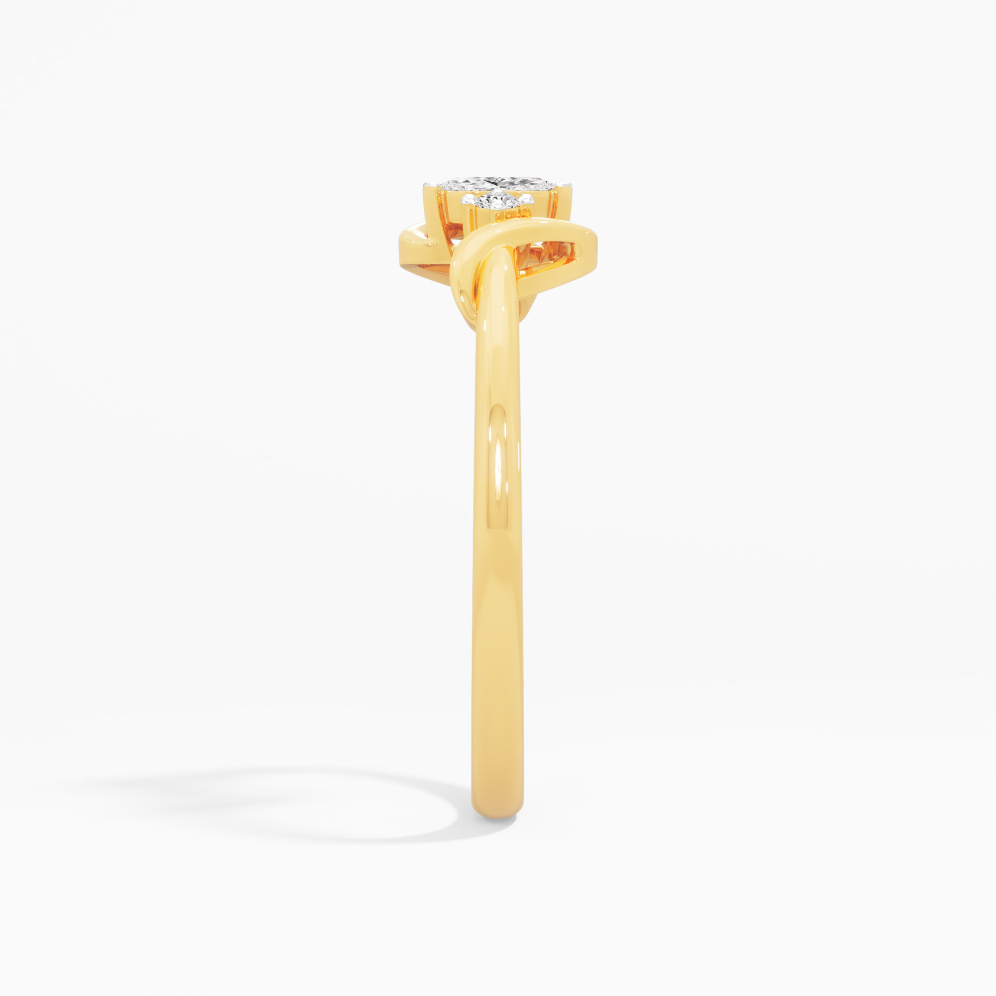 Celestial Swirl Bypass Ring in 9KT Yellow Gold (Diamond Quality: FG-VVS VS)