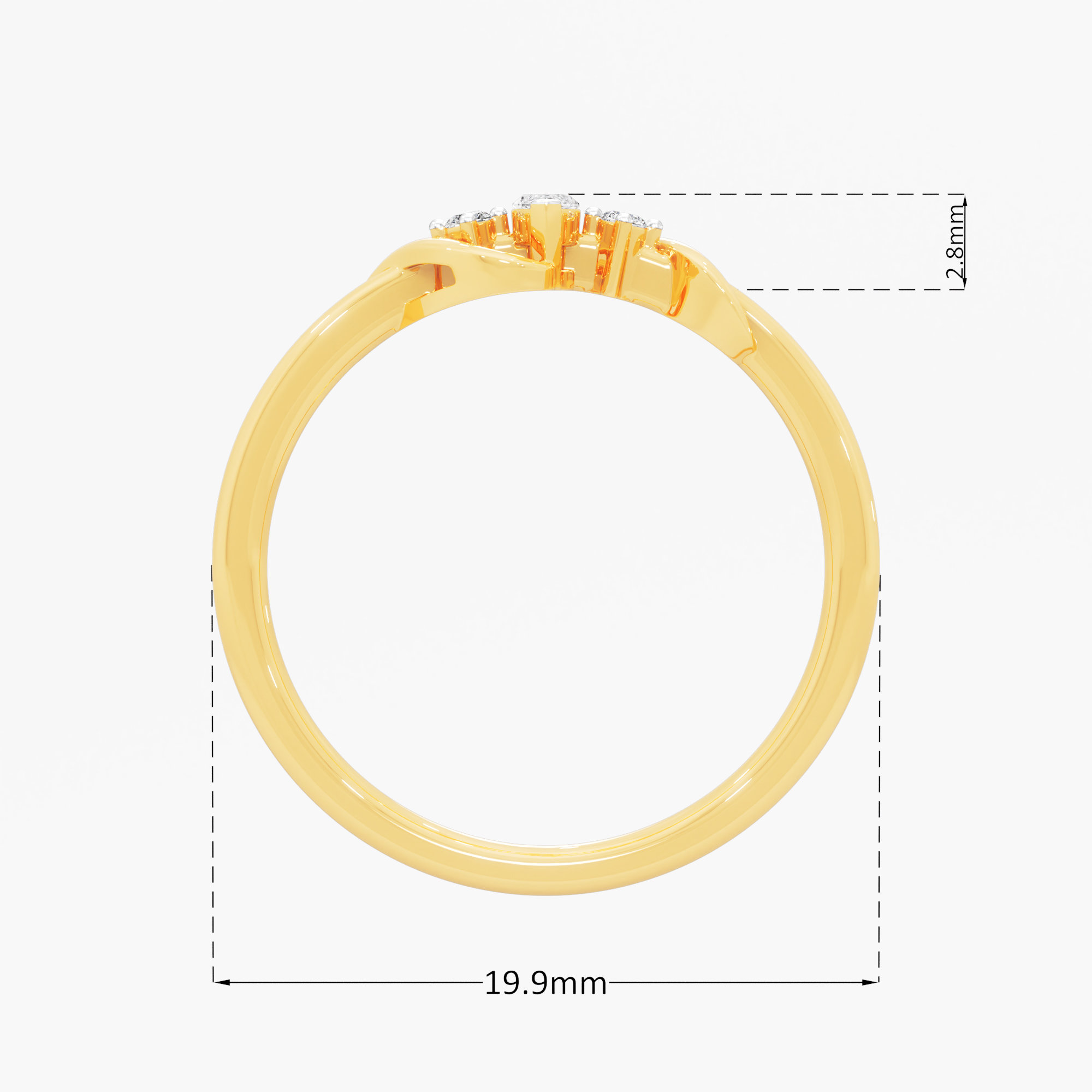 Celestial Swirl Bypass Ring in 9KT Yellow Gold (Diamond Quality: FG-VVS VS)