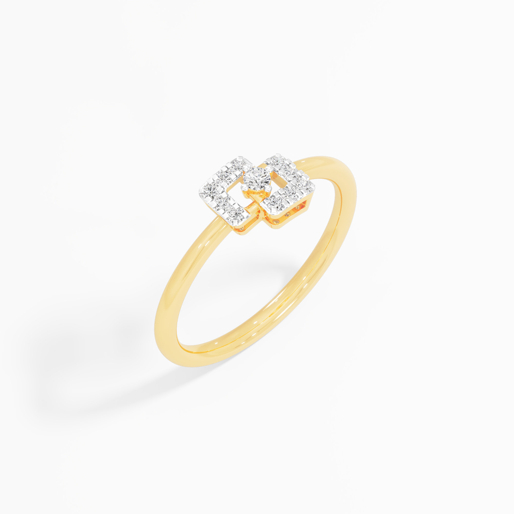 Cubic Radiance Halos Ring in 9KT Yellow Gold (Diamond Quality: FG-VVS VS)