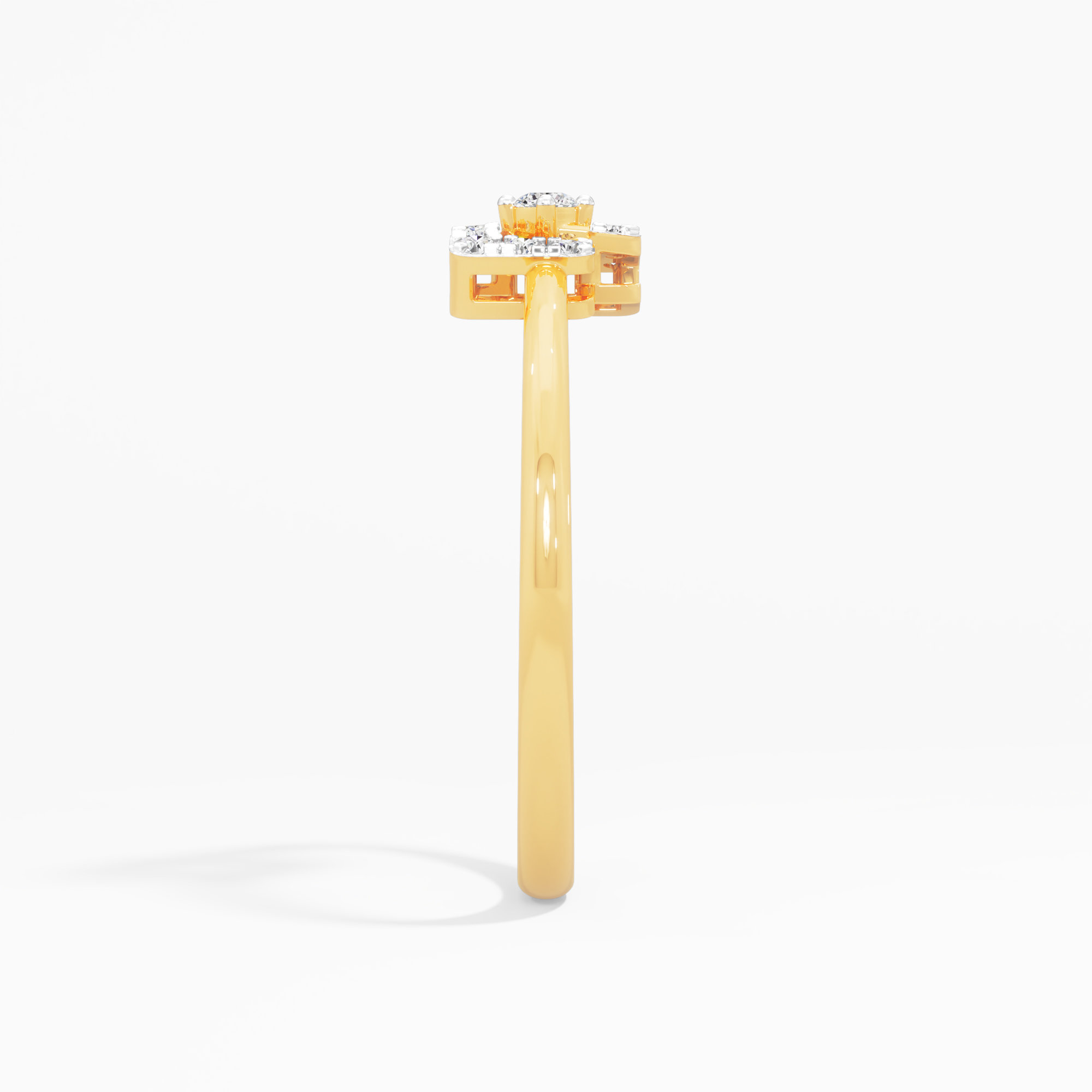 Cubic Radiance Halos Ring in 9KT Yellow Gold (Diamond Quality: FG-VVS VS)