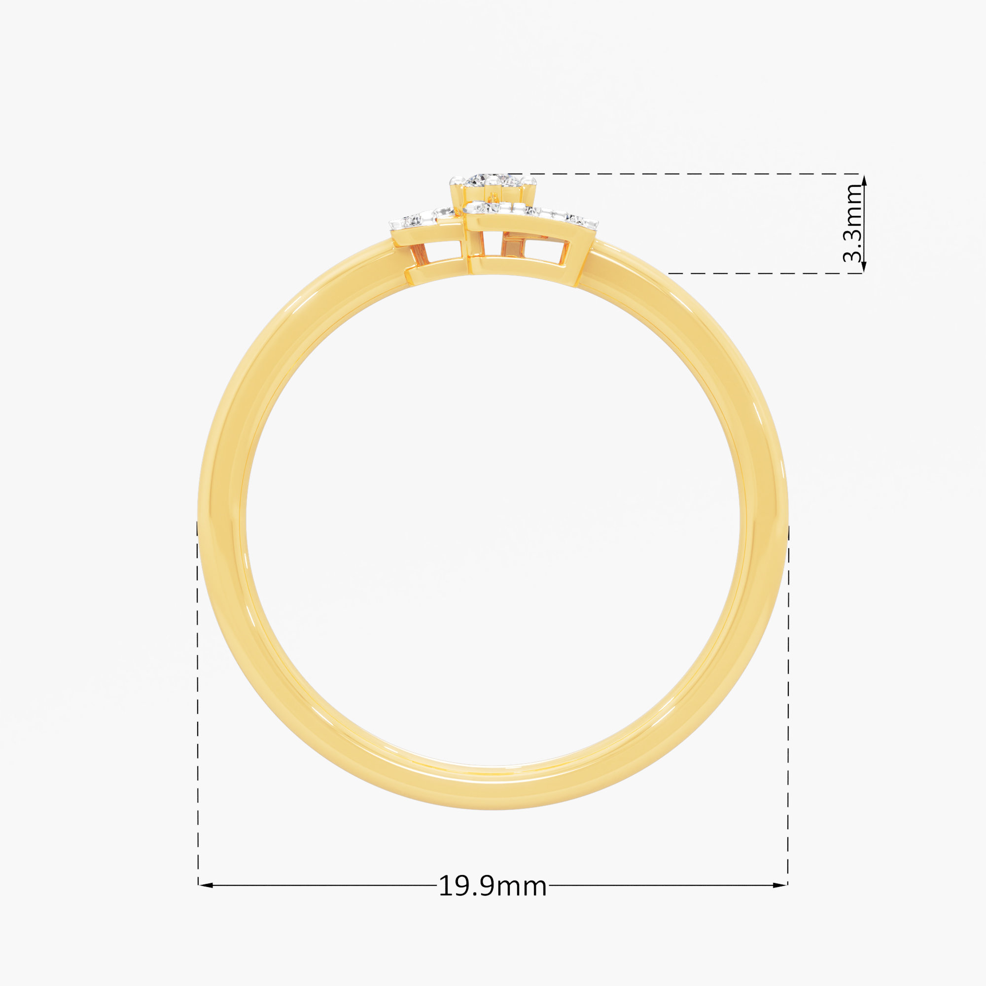 Cubic Radiance Halos Ring in 9KT Yellow Gold (Diamond Quality: FG-VVS VS)