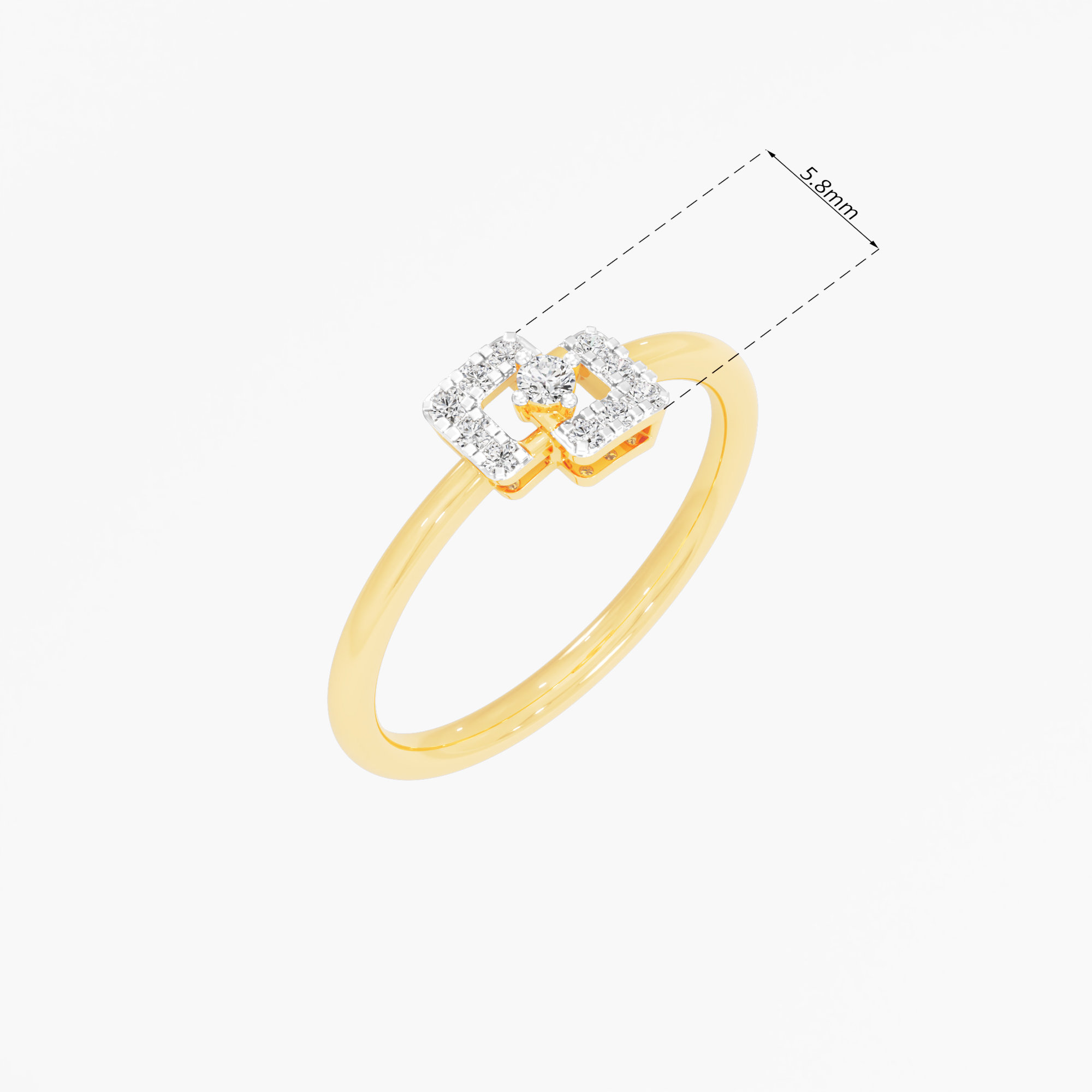 Cubic Radiance Halos Ring in 9KT Yellow Gold (Diamond Quality: FG-VVS VS)