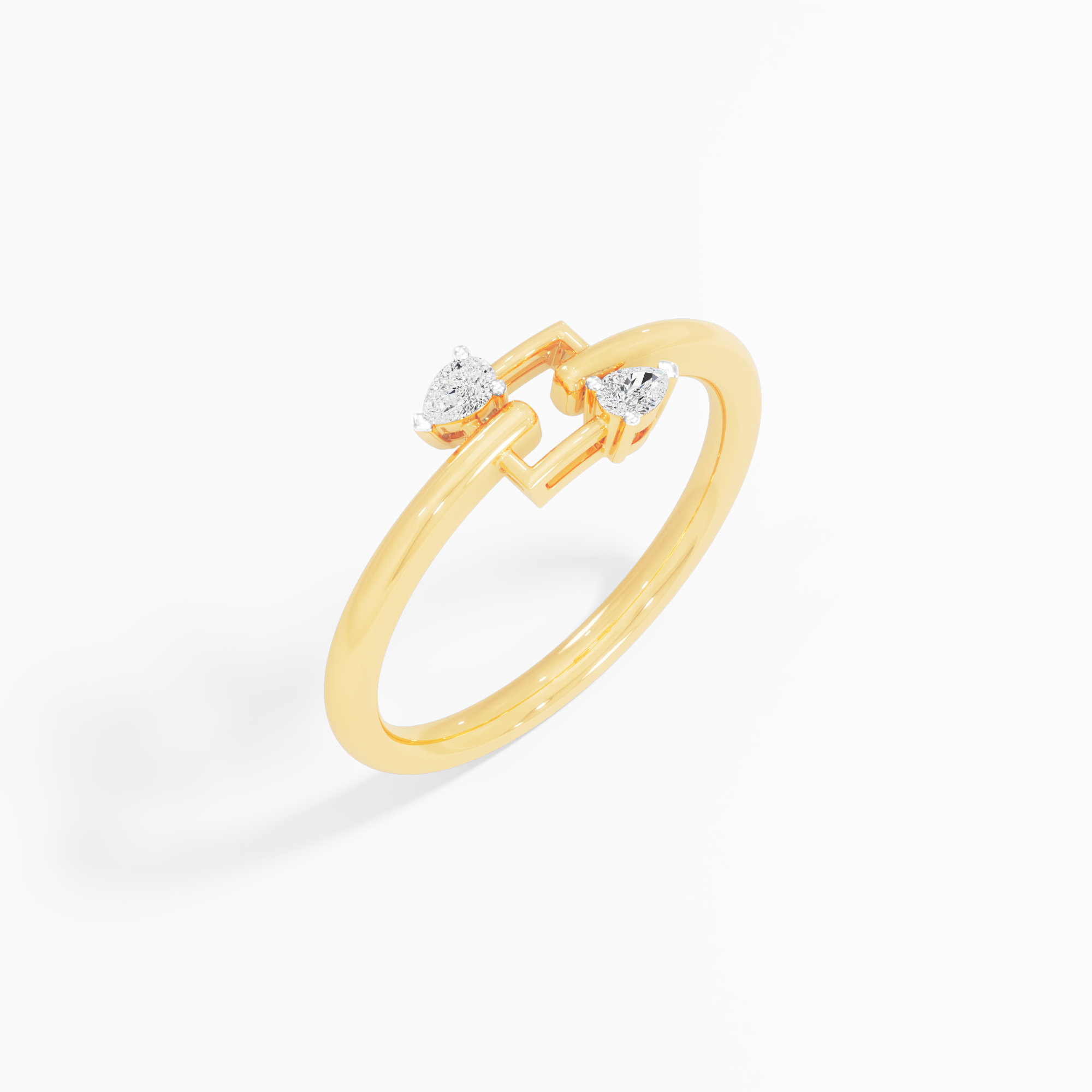 Fluid Sparkle Bypass Ring in 9KT Yellow Gold (Diamond Quality: FG-VVS VS)