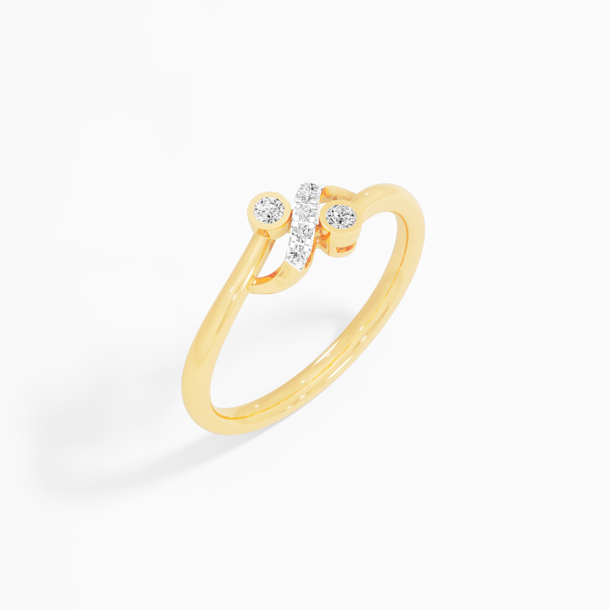 Aqua Swirl Bypass Ring in 9KT Yellow Gold (Diamond Quality: EF-VVS VS)