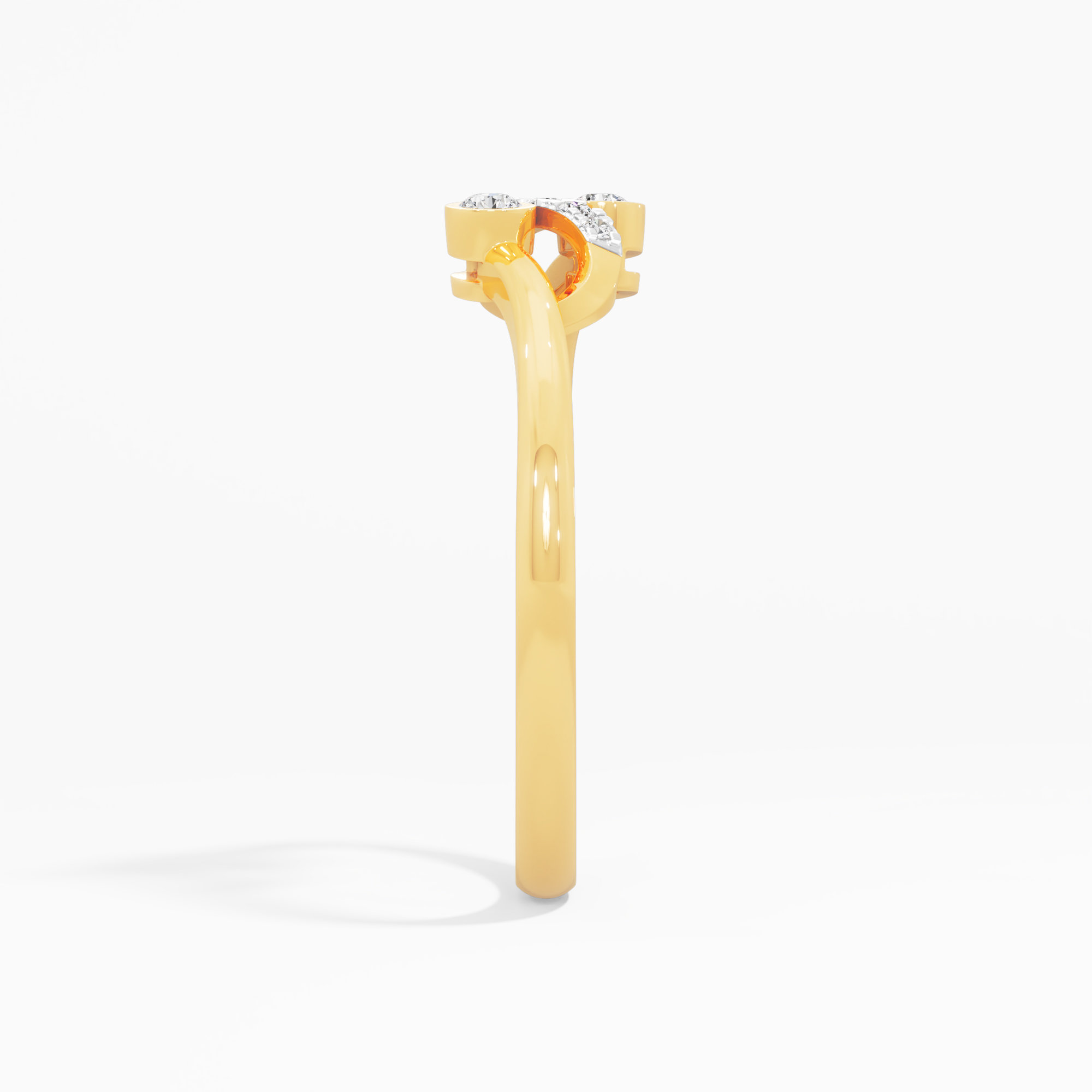 Aqua Swirl Bypass Ring in 9KT Yellow Gold (Diamond Quality: EF-VVS VS)