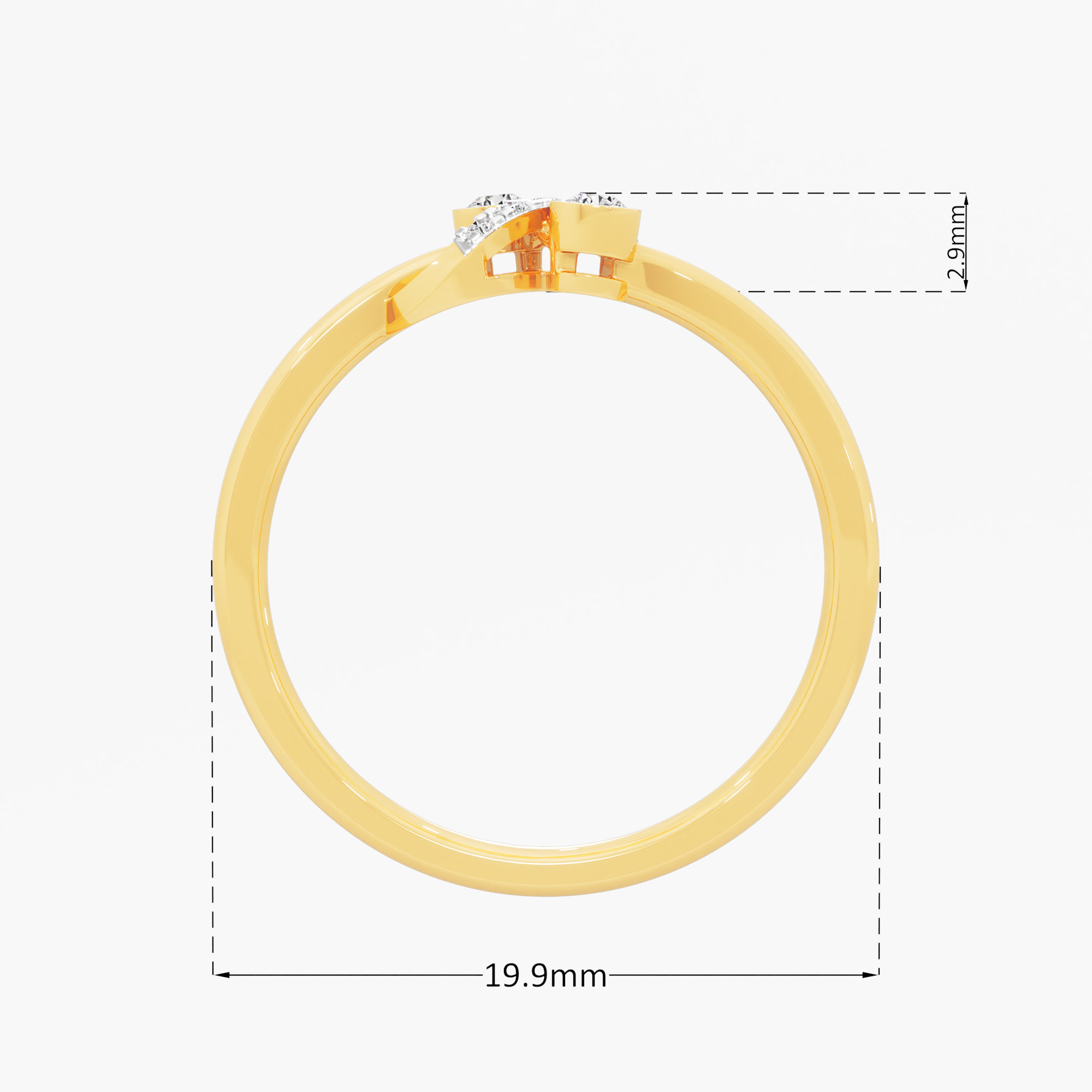 Aqua Swirl Bypass Ring in 9KT Yellow Gold (Diamond Quality: EF-VVS VS)