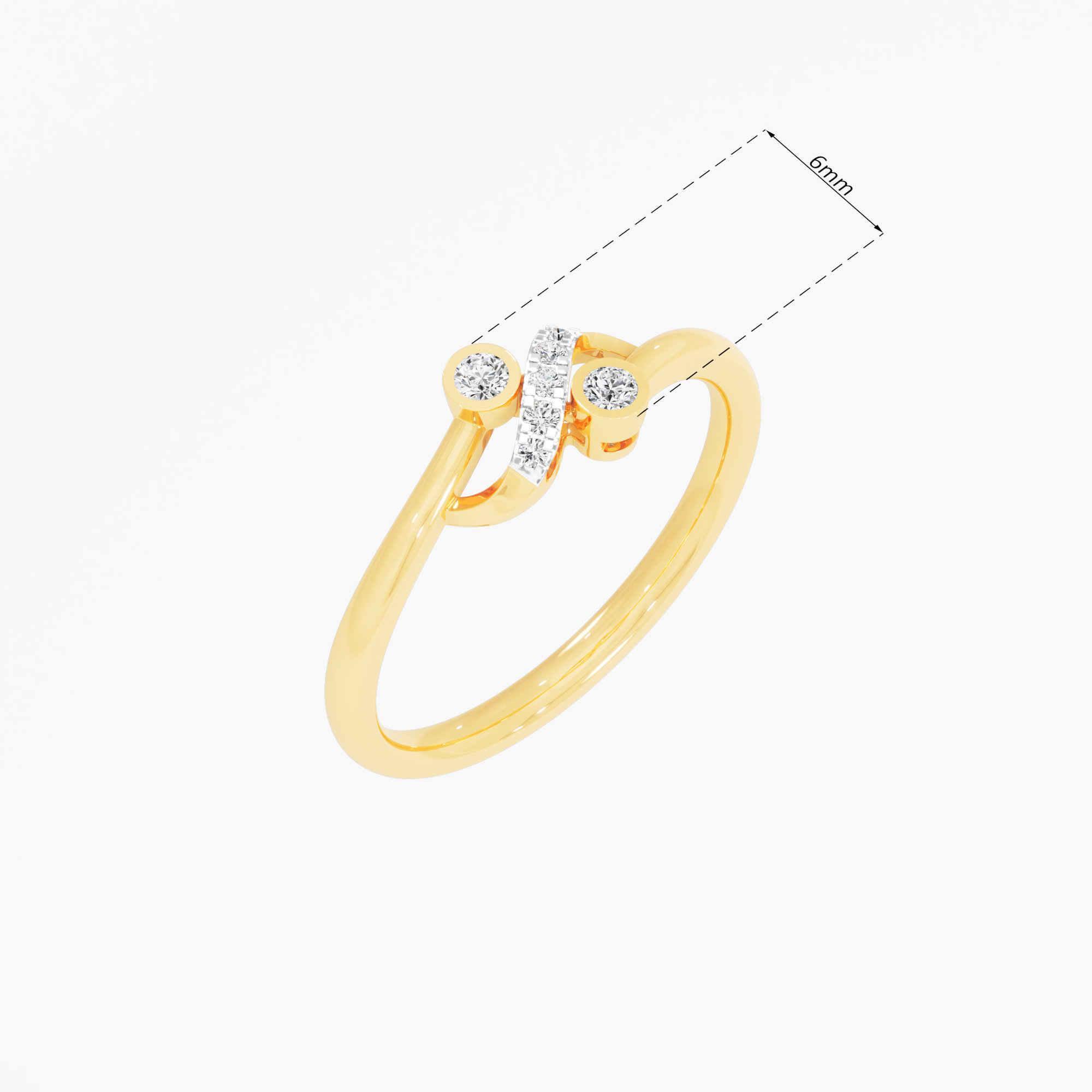 Aqua Swirl Bypass Ring in 9KT Yellow Gold (Diamond Quality: EF-VVS VS)