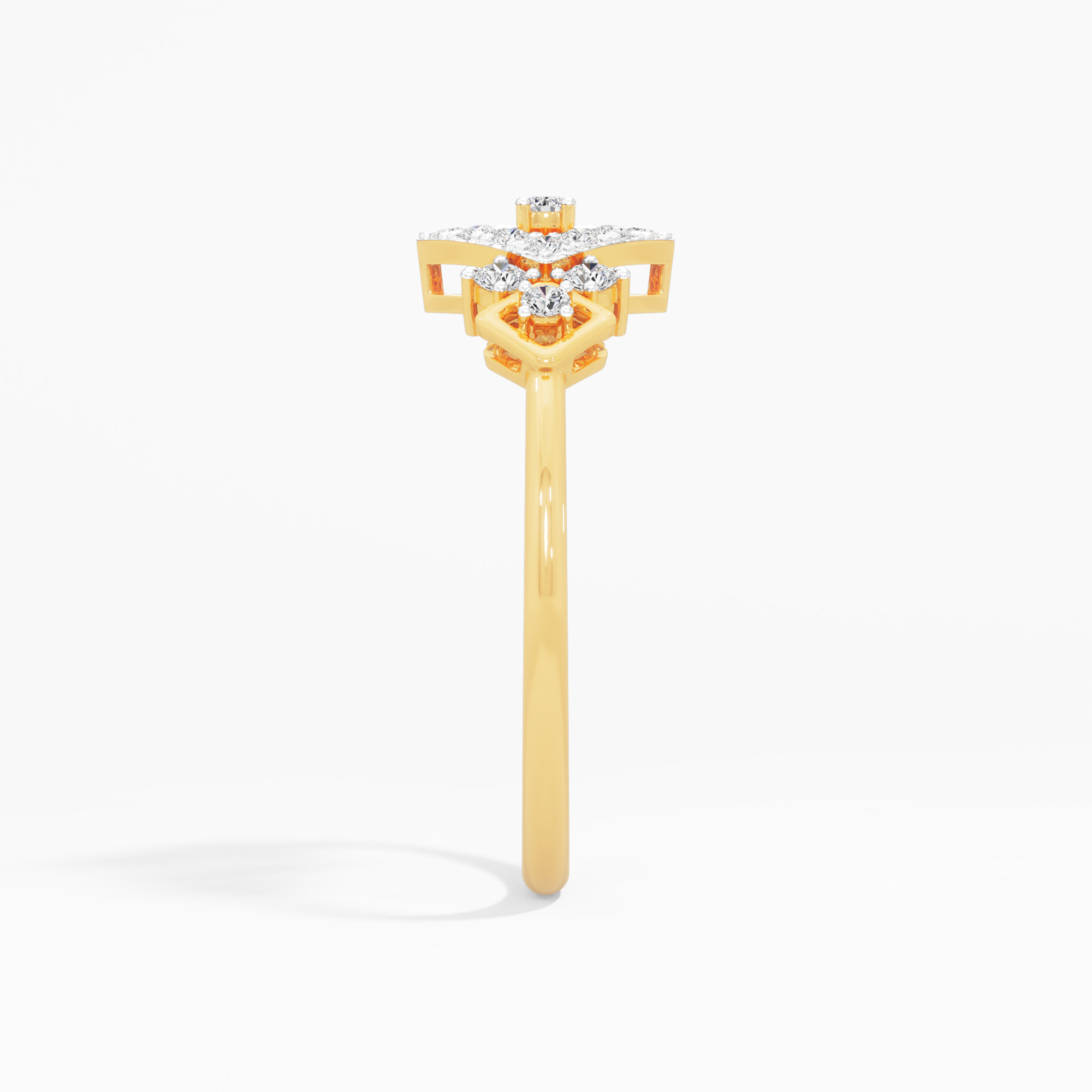 Geometric Sparkle Halos Ring in 9KT Yellow Gold (Diamond Quality: FG-VVS VS)