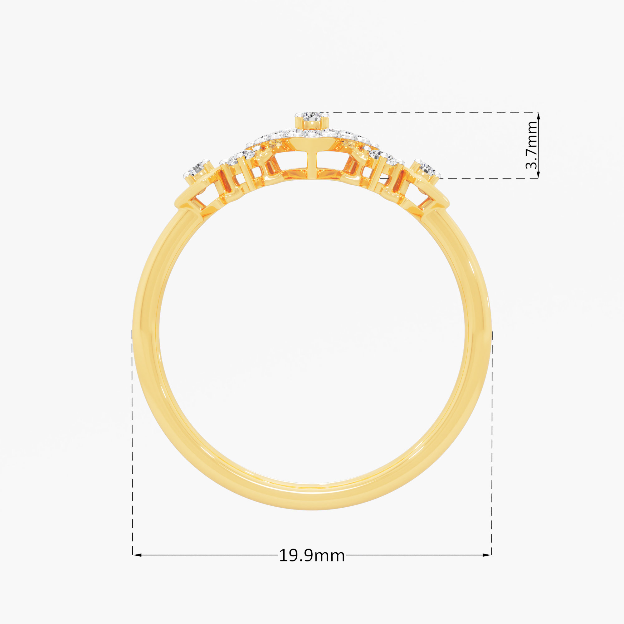 Geometric Sparkle Halos Ring in 9KT Yellow Gold (Diamond Quality: FG-VVS VS)