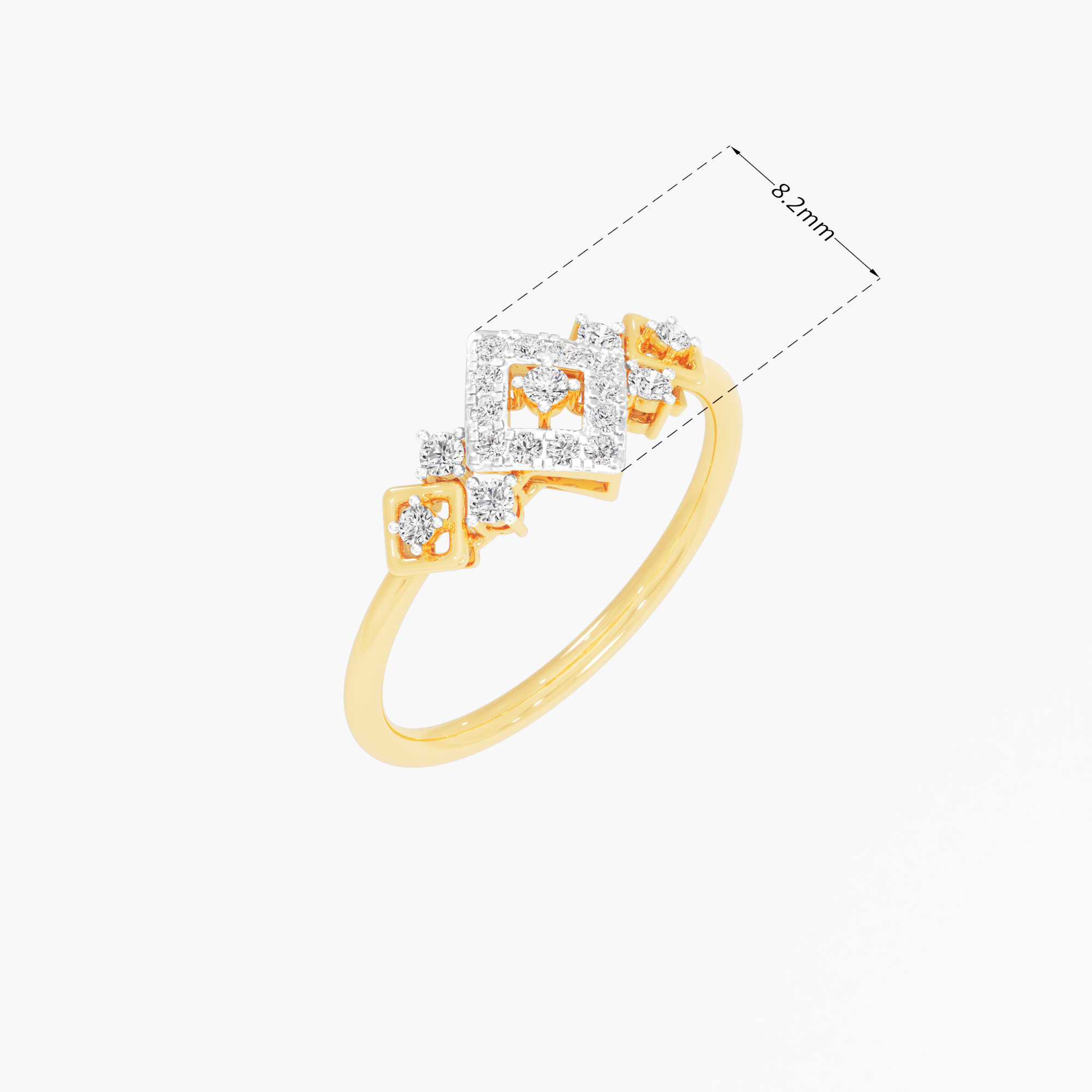 Geometric Sparkle Halos Ring in 9KT Yellow Gold (Diamond Quality: FG-VVS VS)