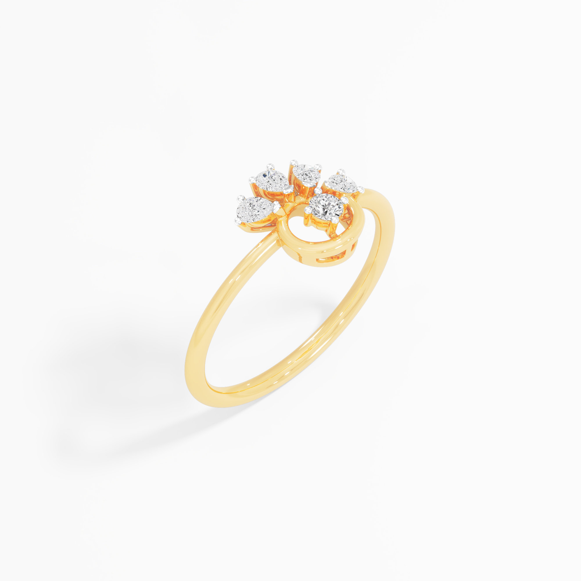 Crescent Garden Diamond Ring in 9KT Yellow Gold (Diamond Quality: FG-VVS VS)