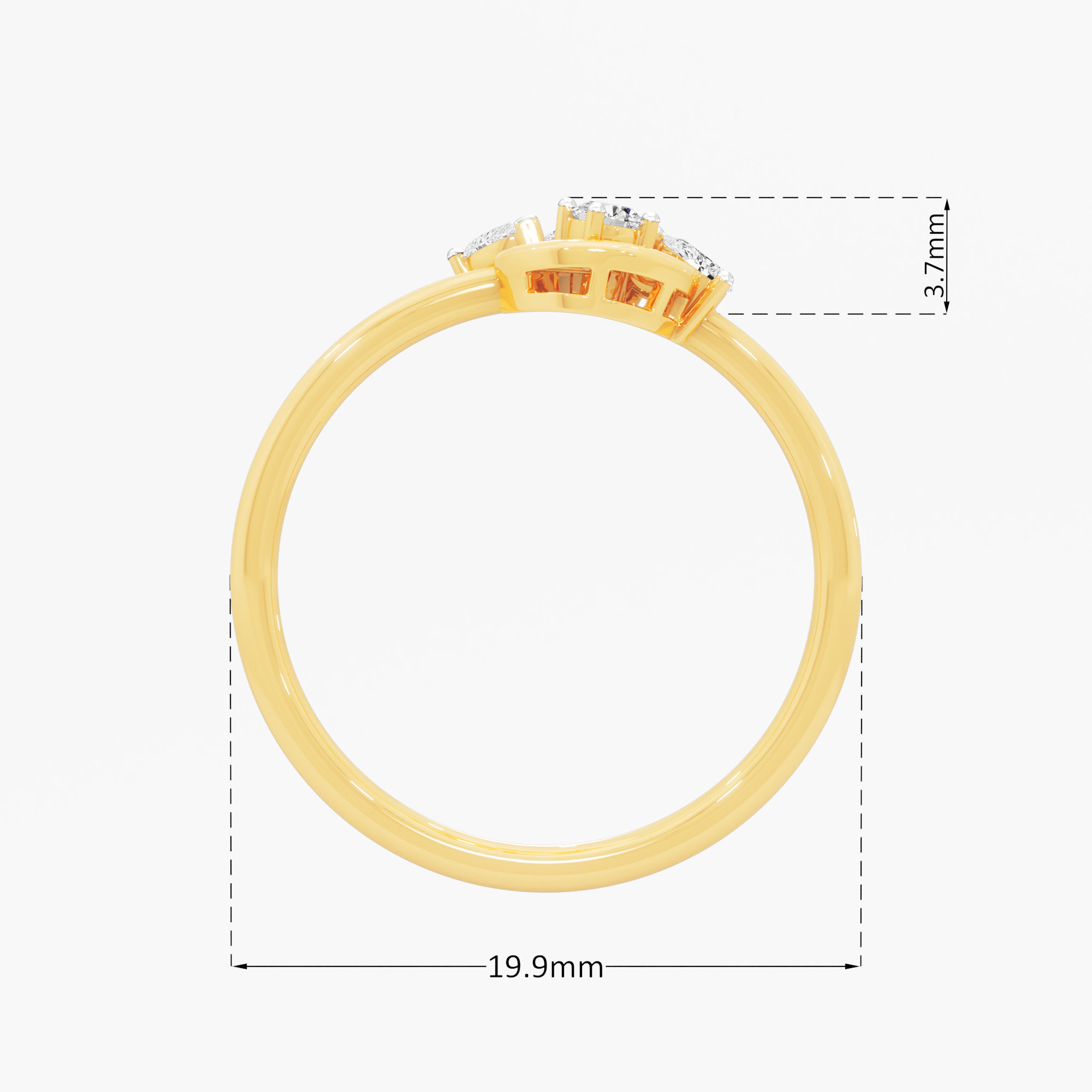 Crescent Garden Diamond Ring in 9KT Yellow Gold (Diamond Quality: FG-VVS VS)