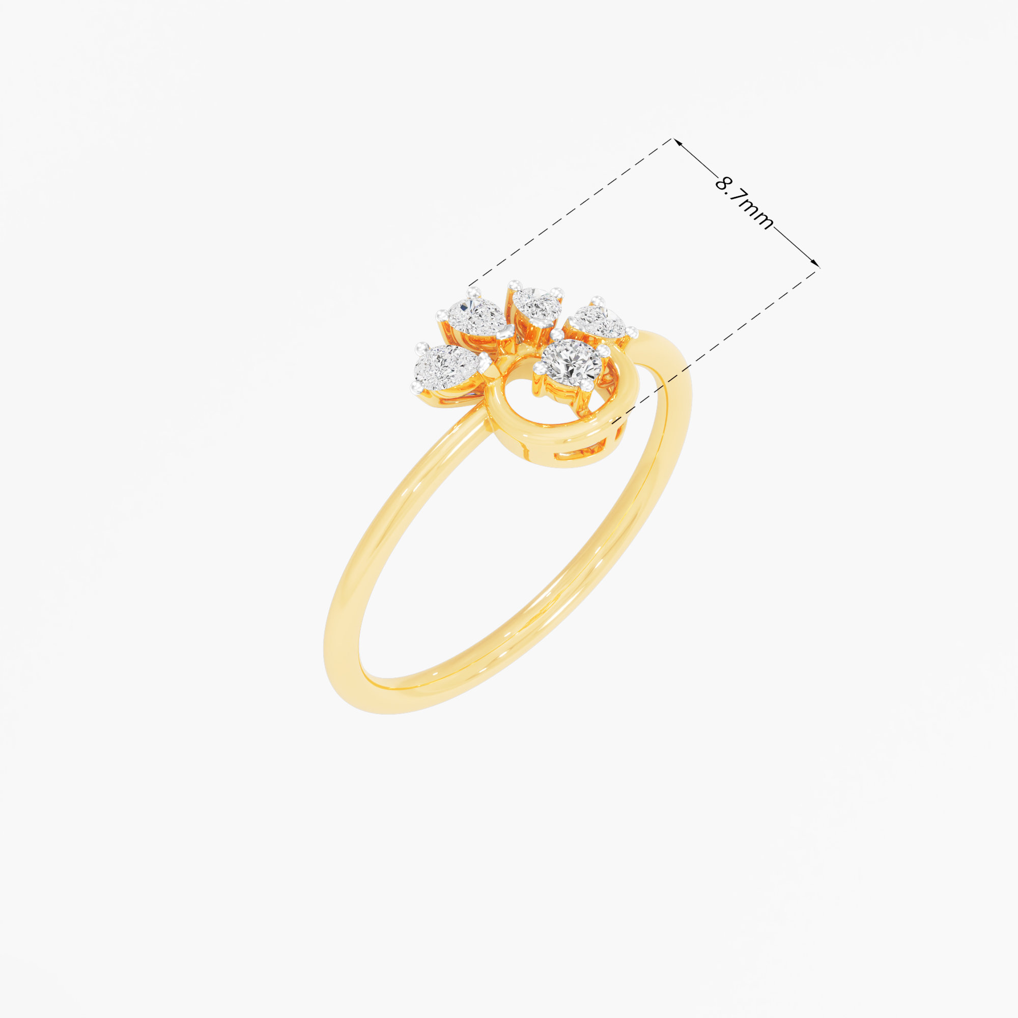 Crescent Garden Diamond Ring in 9KT Yellow Gold (Diamond Quality: FG-VVS VS)