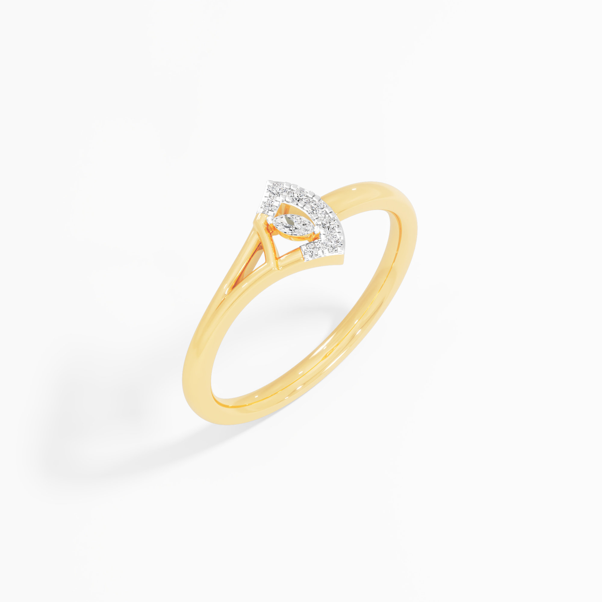 Peacock Sunrise Diamond Ring in 9KT Yellow Gold (Diamond Quality: FG-VVS VS)