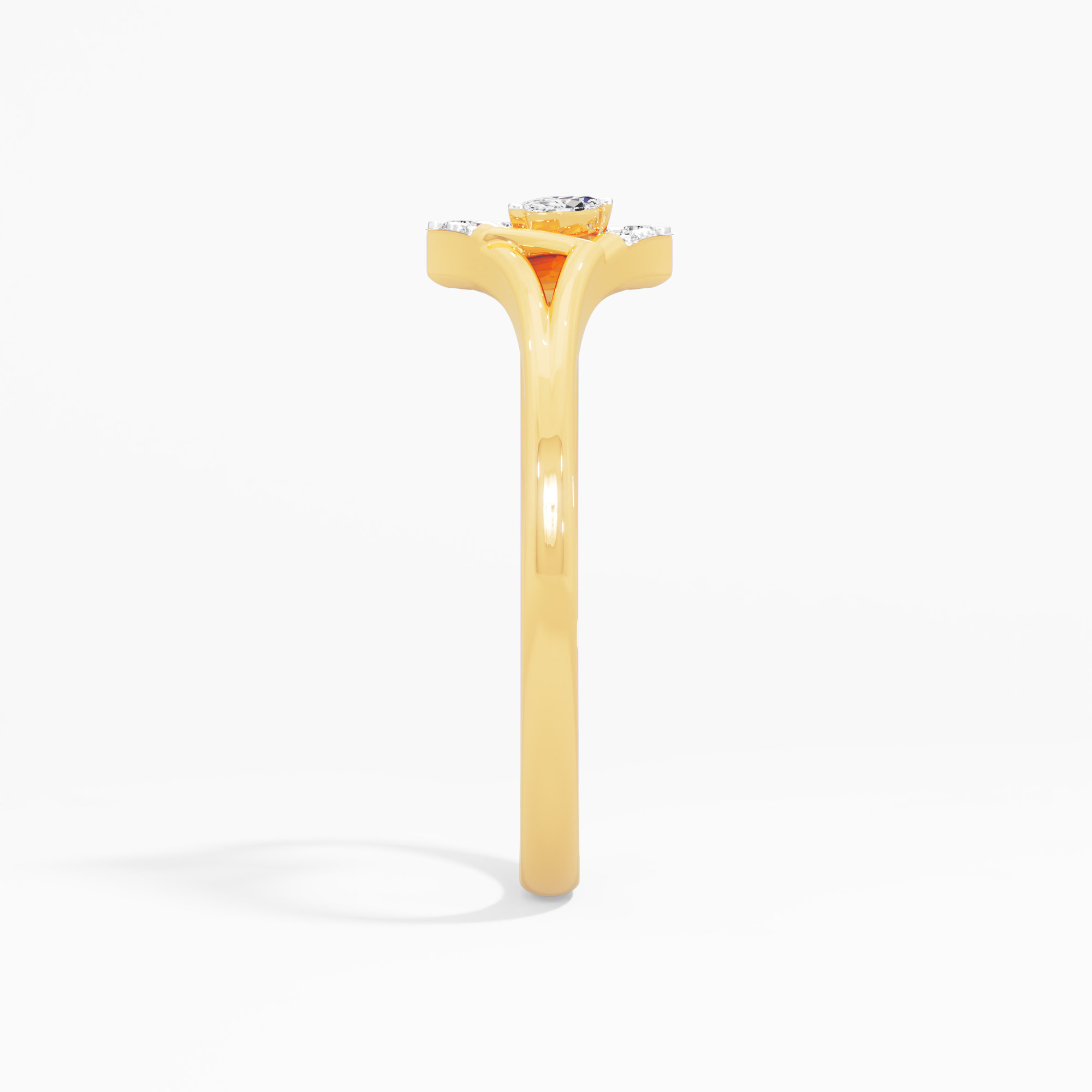 Peacock Sunrise Diamond Ring in 9KT Yellow Gold (Diamond Quality: FG-VVS VS)