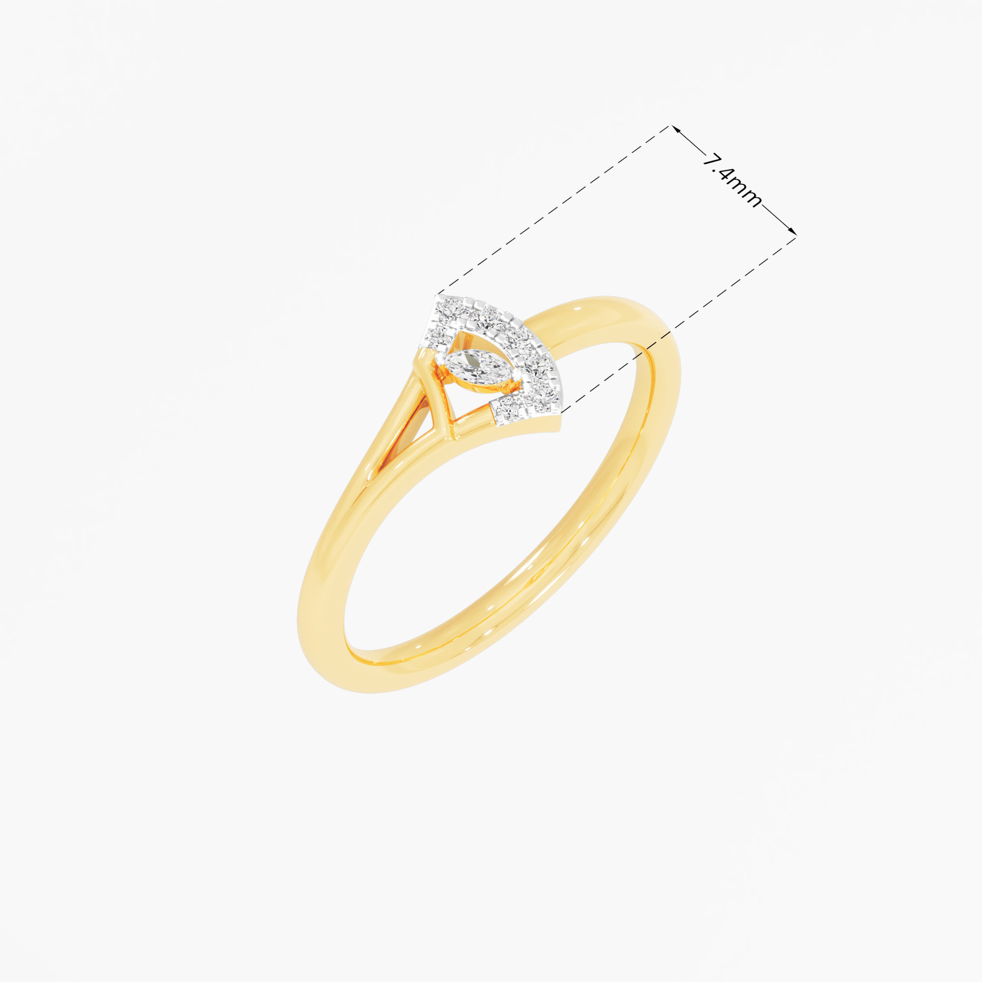 Peacock Sunrise Diamond Ring in 9KT Yellow Gold (Diamond Quality: FG-VVS VS)