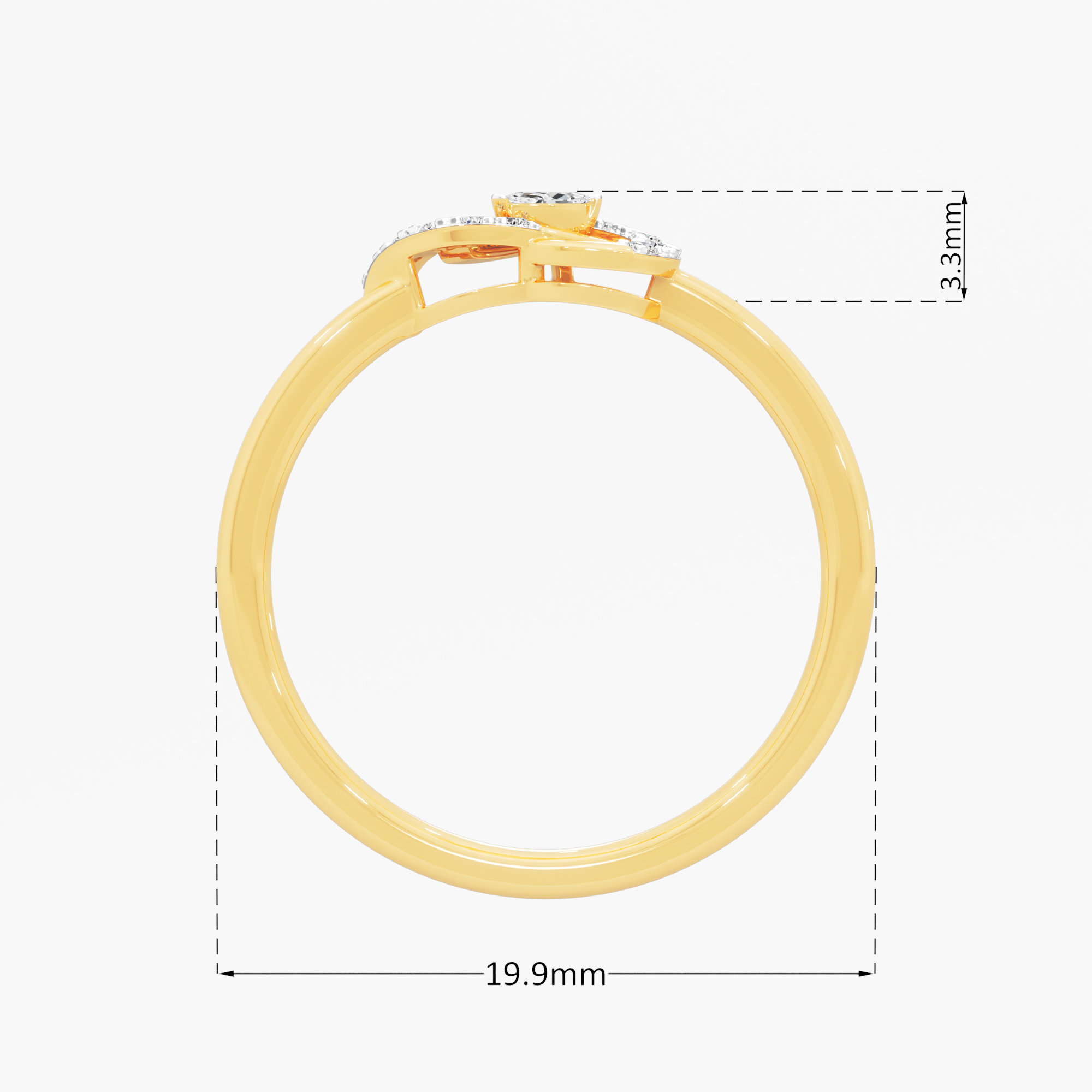 Infinity Loop Diamond Ring in 9KT Yellow Gold (Diamond Quality: FG-VVS VS)