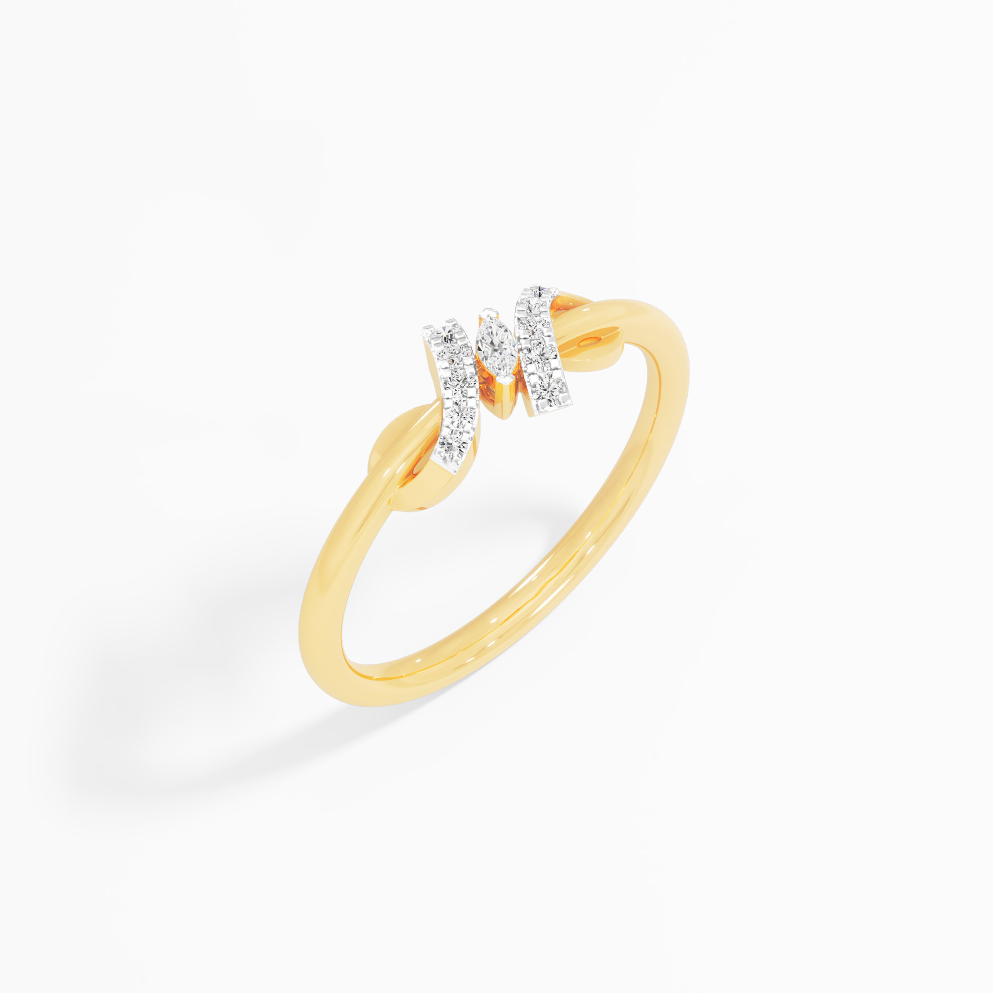 Glimmering Path Bypass Ring in 9KT Yellow Gold (Diamond Quality: FG-VVS VS)