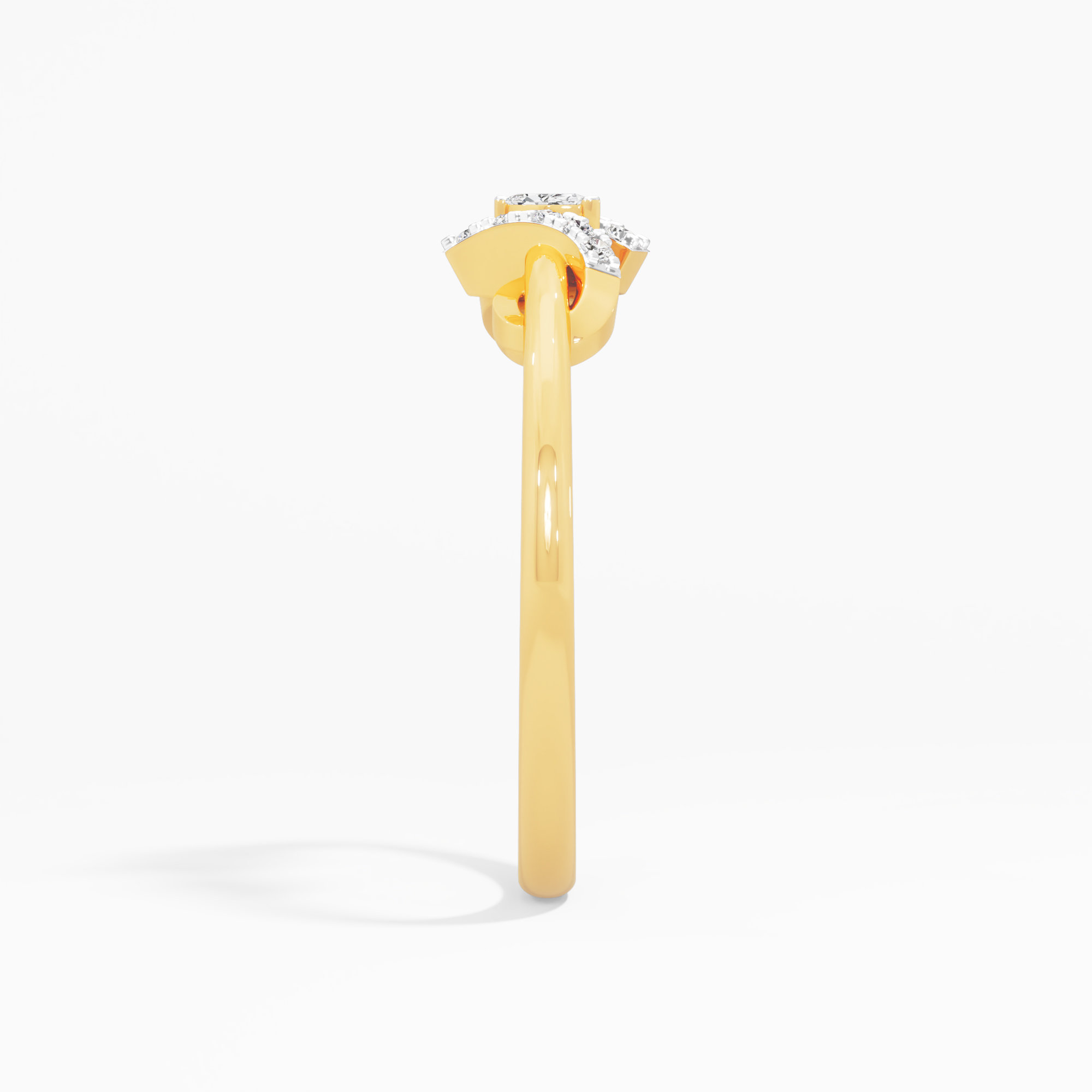 Glimmering Path Bypass Ring in 9KT Yellow Gold (Diamond Quality: FG-VVS VS)