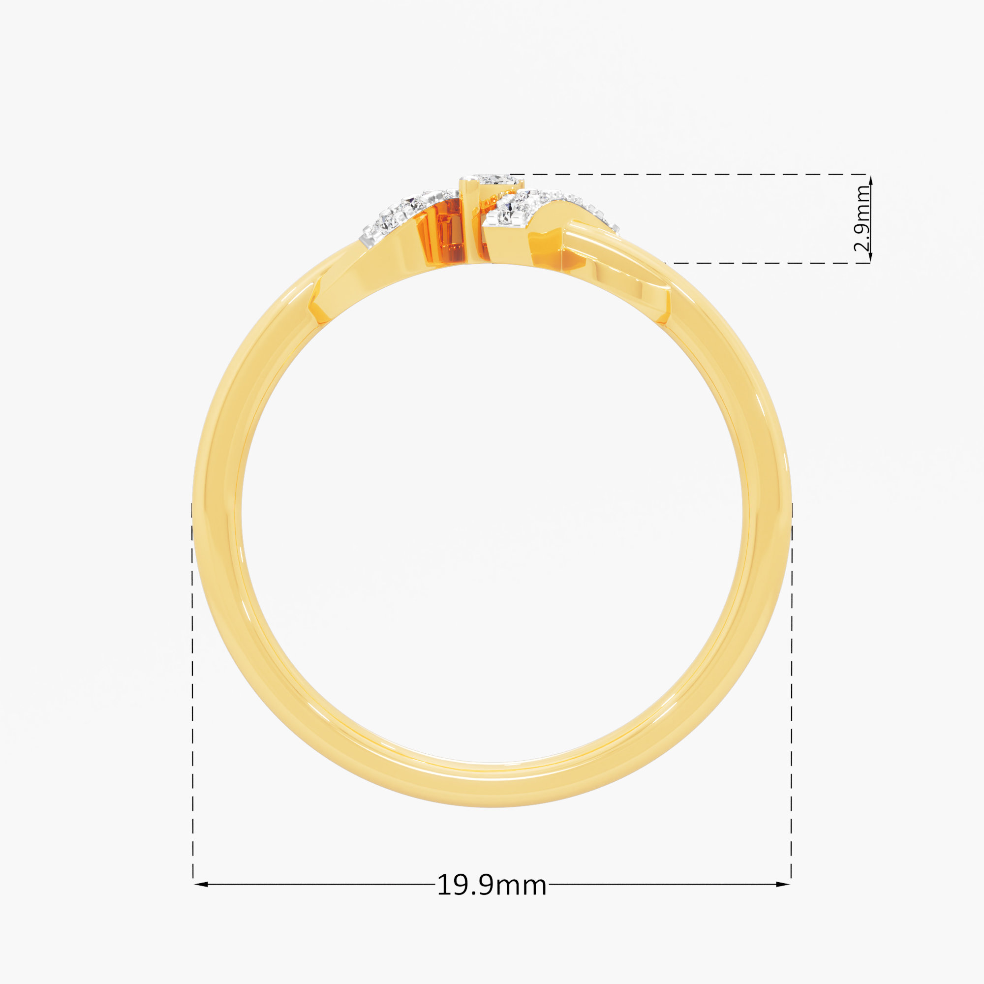 Glimmering Path Bypass Ring in 9KT Yellow Gold (Diamond Quality: FG-VVS VS)