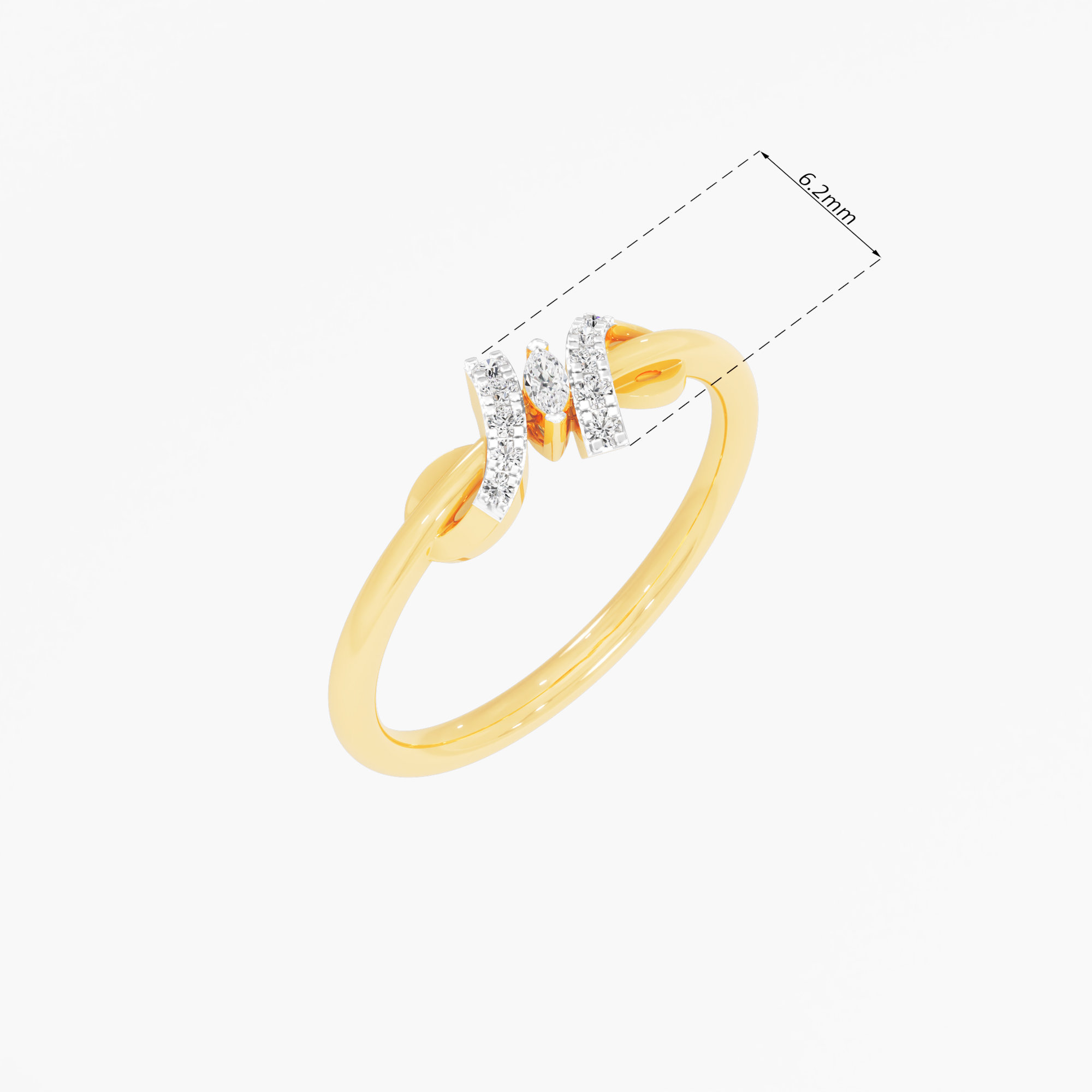 Glimmering Path Bypass Ring in 9KT Yellow Gold (Diamond Quality: FG-VVS VS)