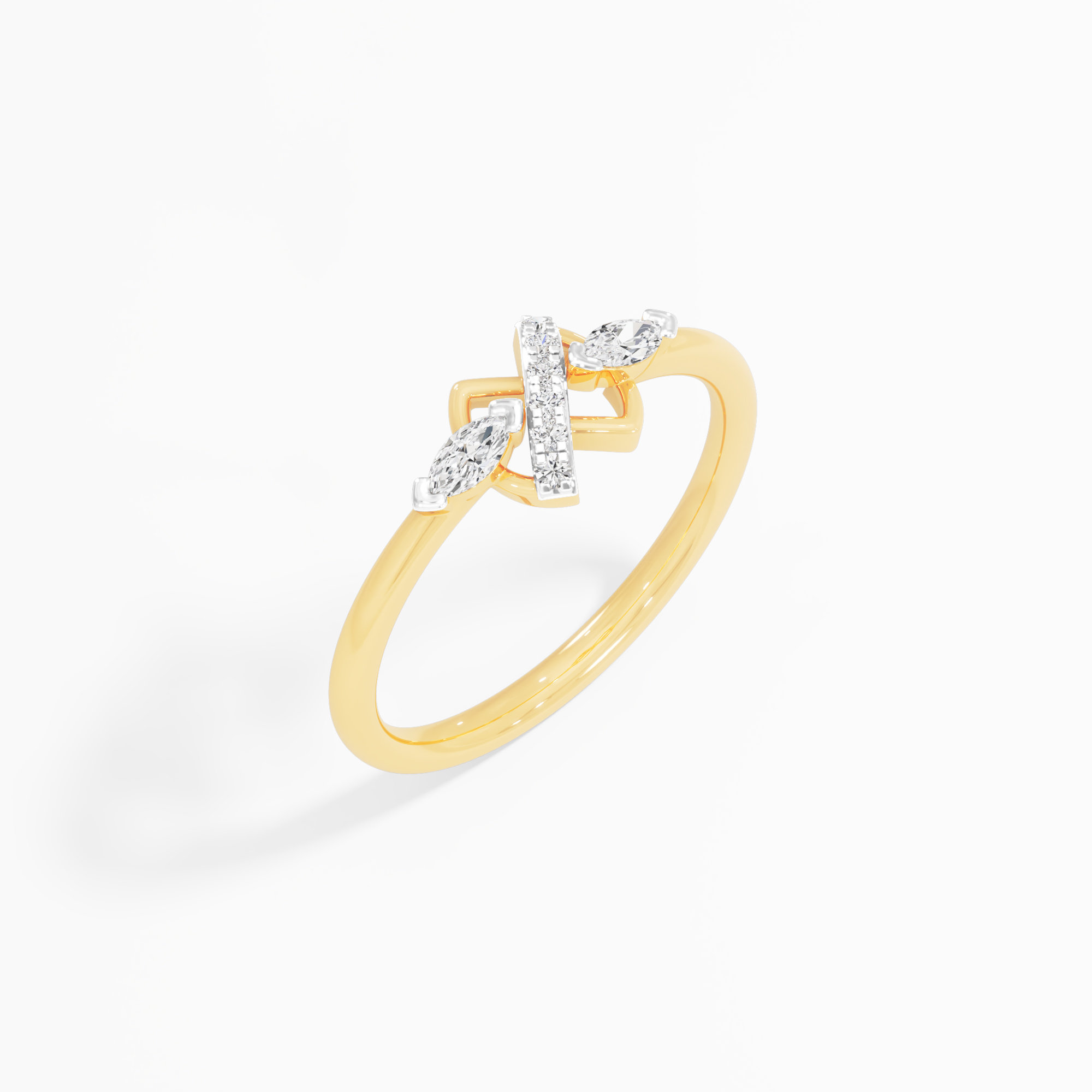 Serene Loop Bypass Ring in 9KT Yellow Gold (Diamond Quality: FG-VVS VS)