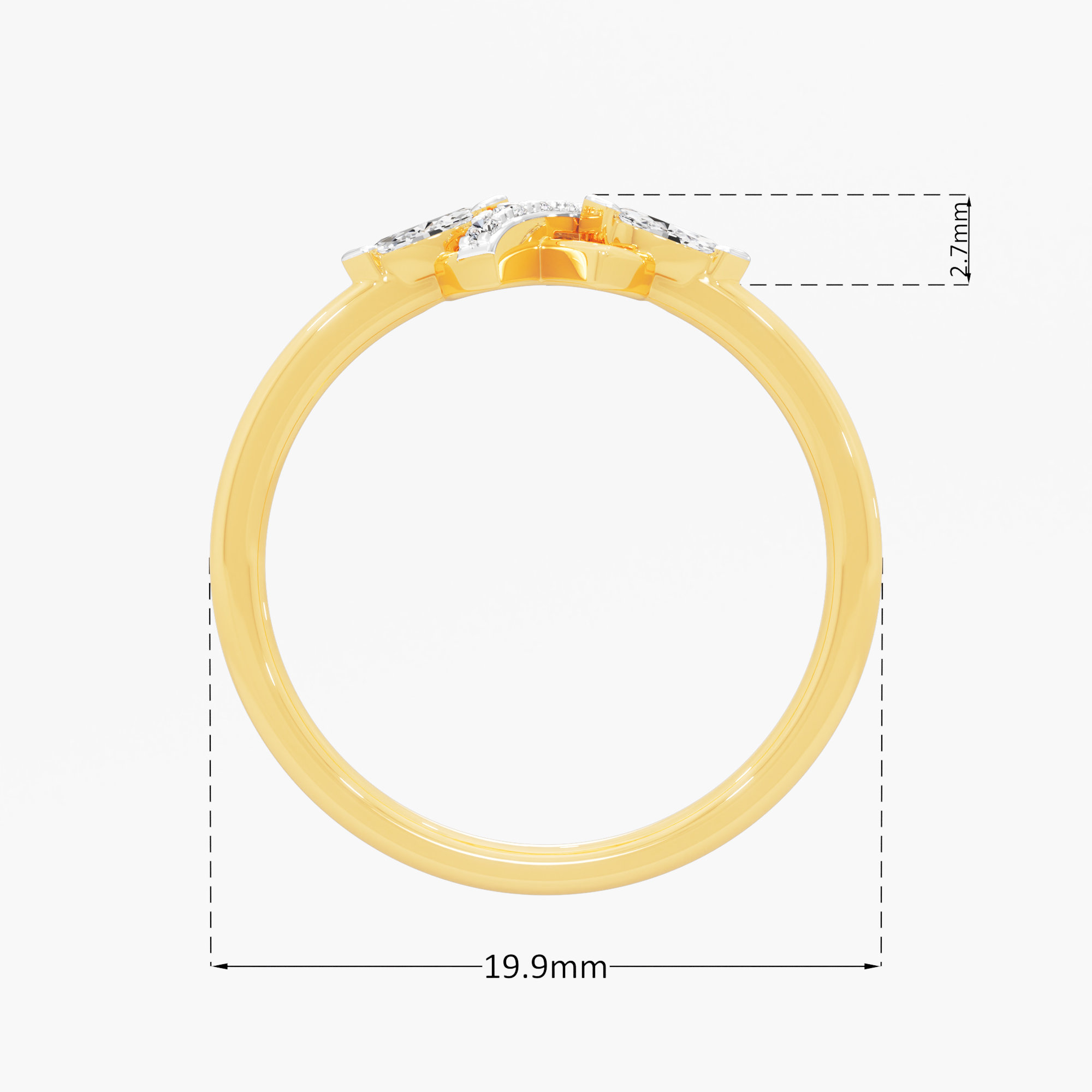 Serene Loop Bypass Ring in 9KT Yellow Gold (Diamond Quality: FG-VVS VS)