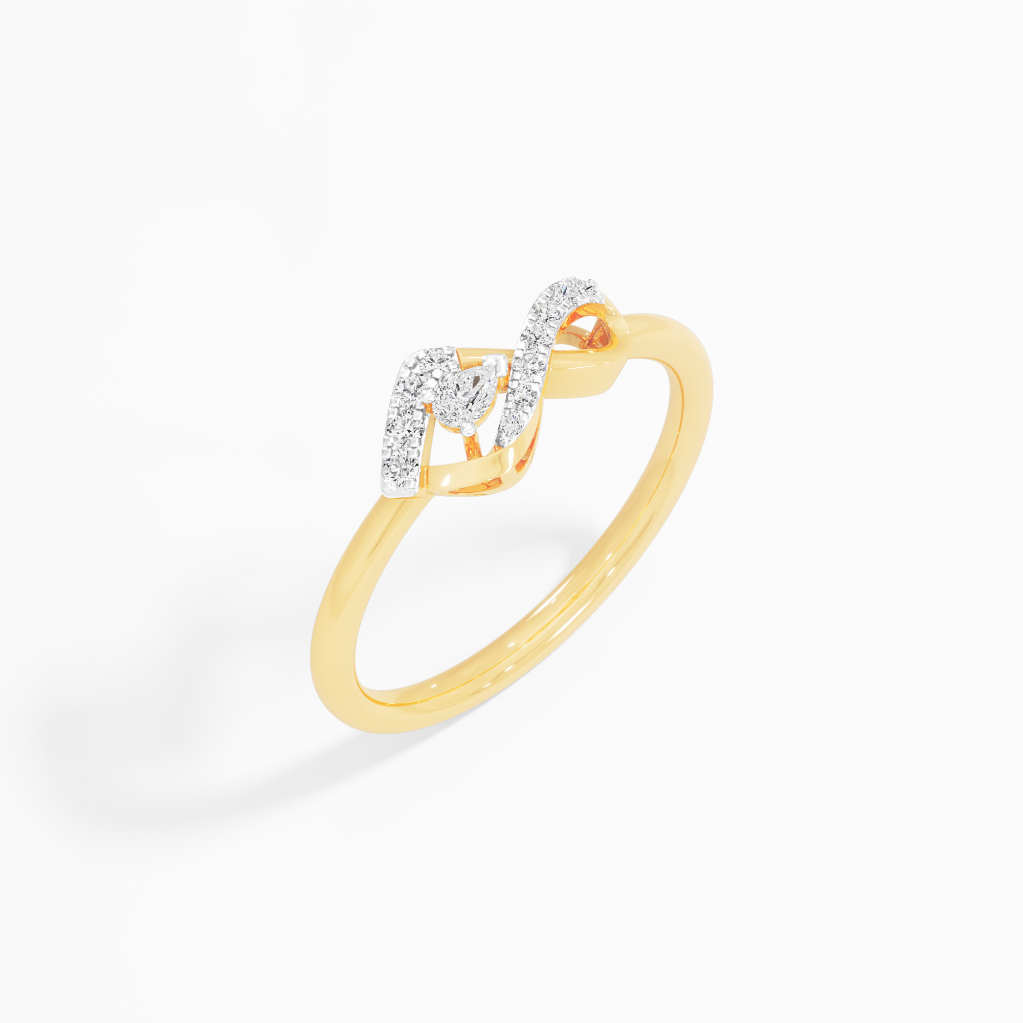 Figure Eight Diamond Ring in 9KT Yellow Gold (Diamond Quality: FG-VVS VS)
