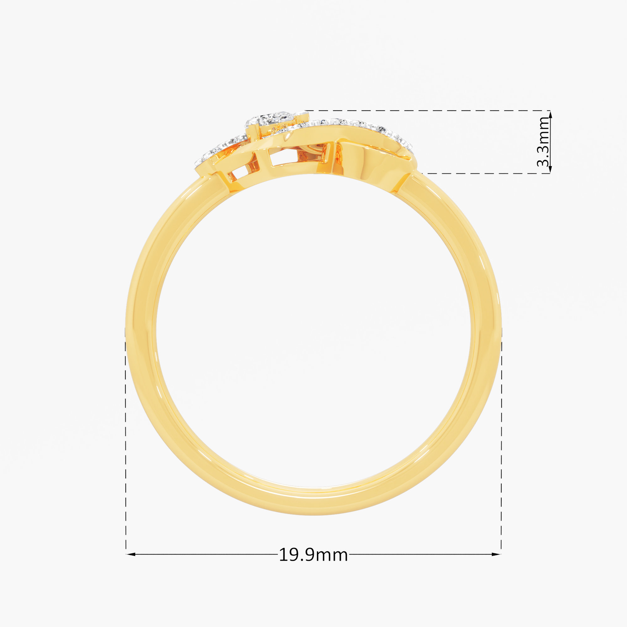 Figure Eight Diamond Ring in 9KT Yellow Gold (Diamond Quality: FG-VVS VS)