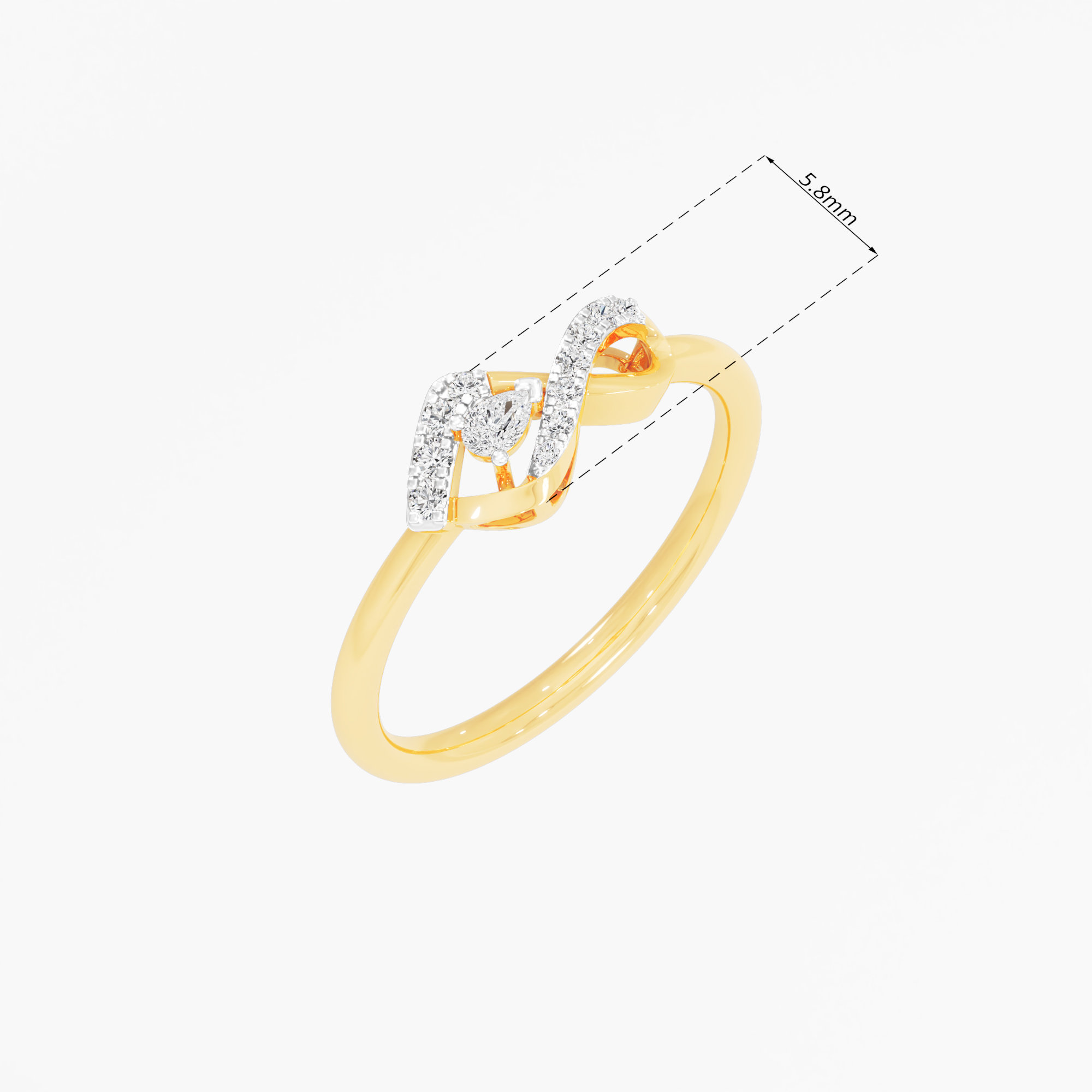 Figure Eight Diamond Ring in 9KT Yellow Gold (Diamond Quality: FG-VVS VS)