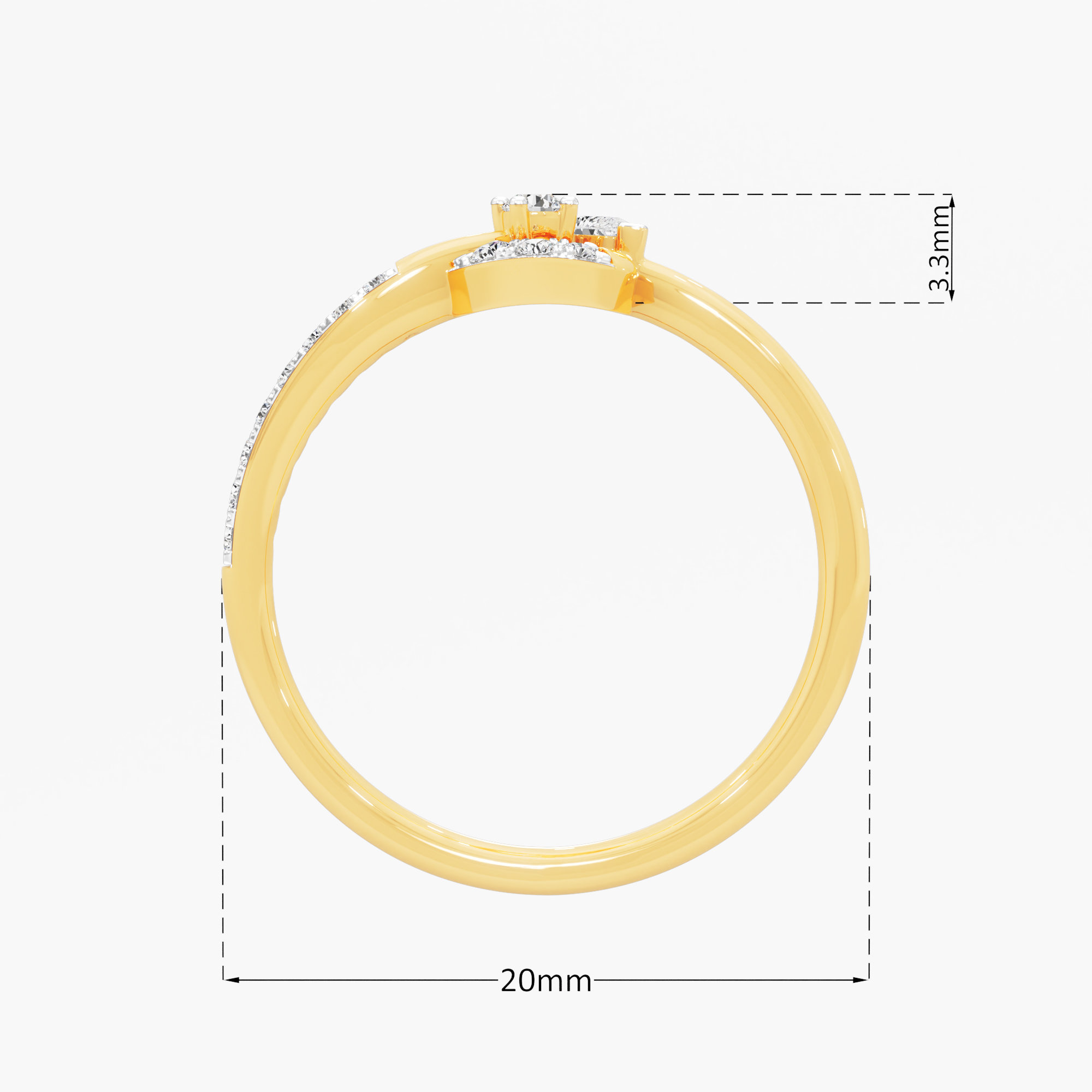 Stellar Orbit Bypass Ring in 9KT Yellow Gold (Diamond Quality: FG-VVS VS)