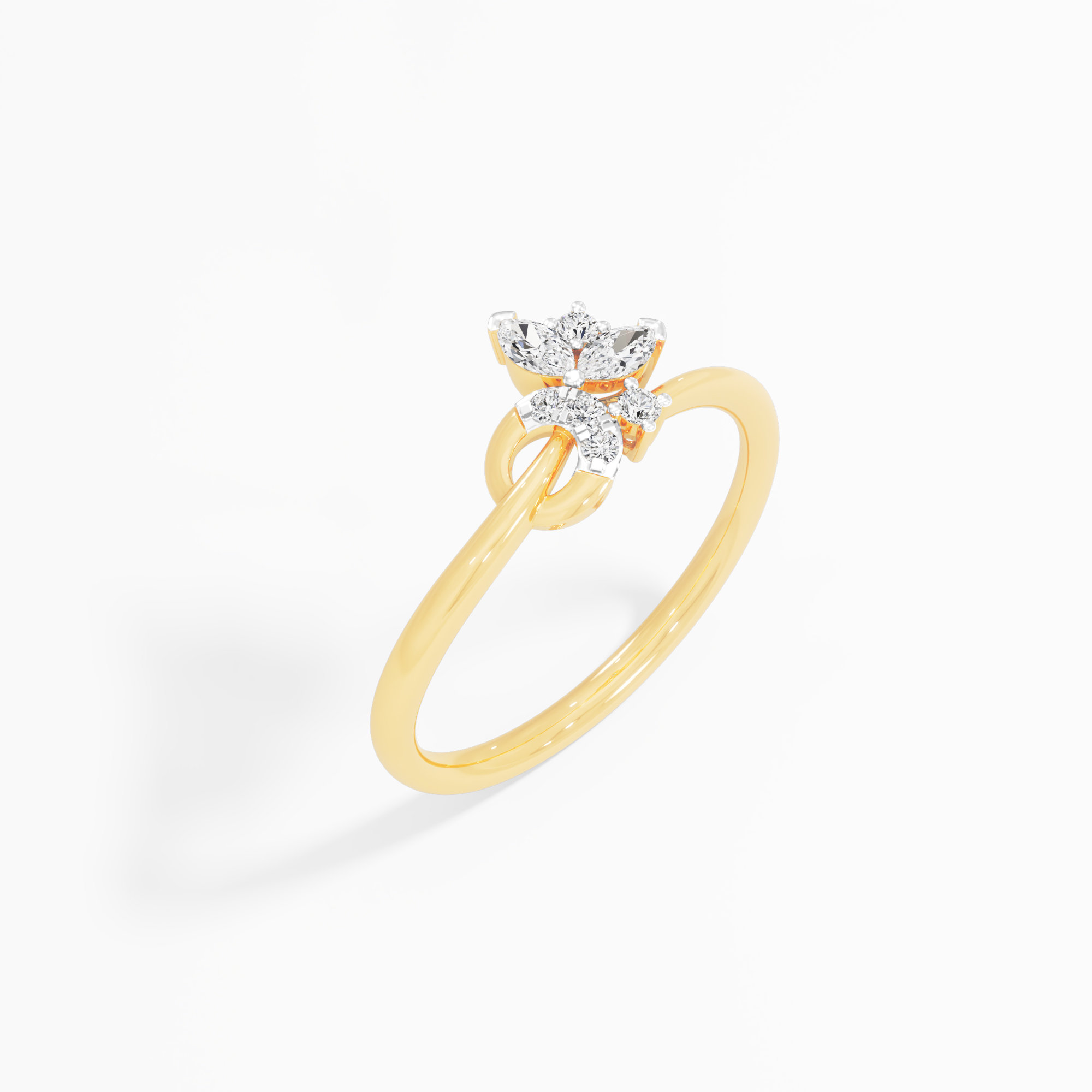 Petal Duet Cocktail Ring in 9KT Yellow Gold (Diamond Quality: FG-VVS VS)