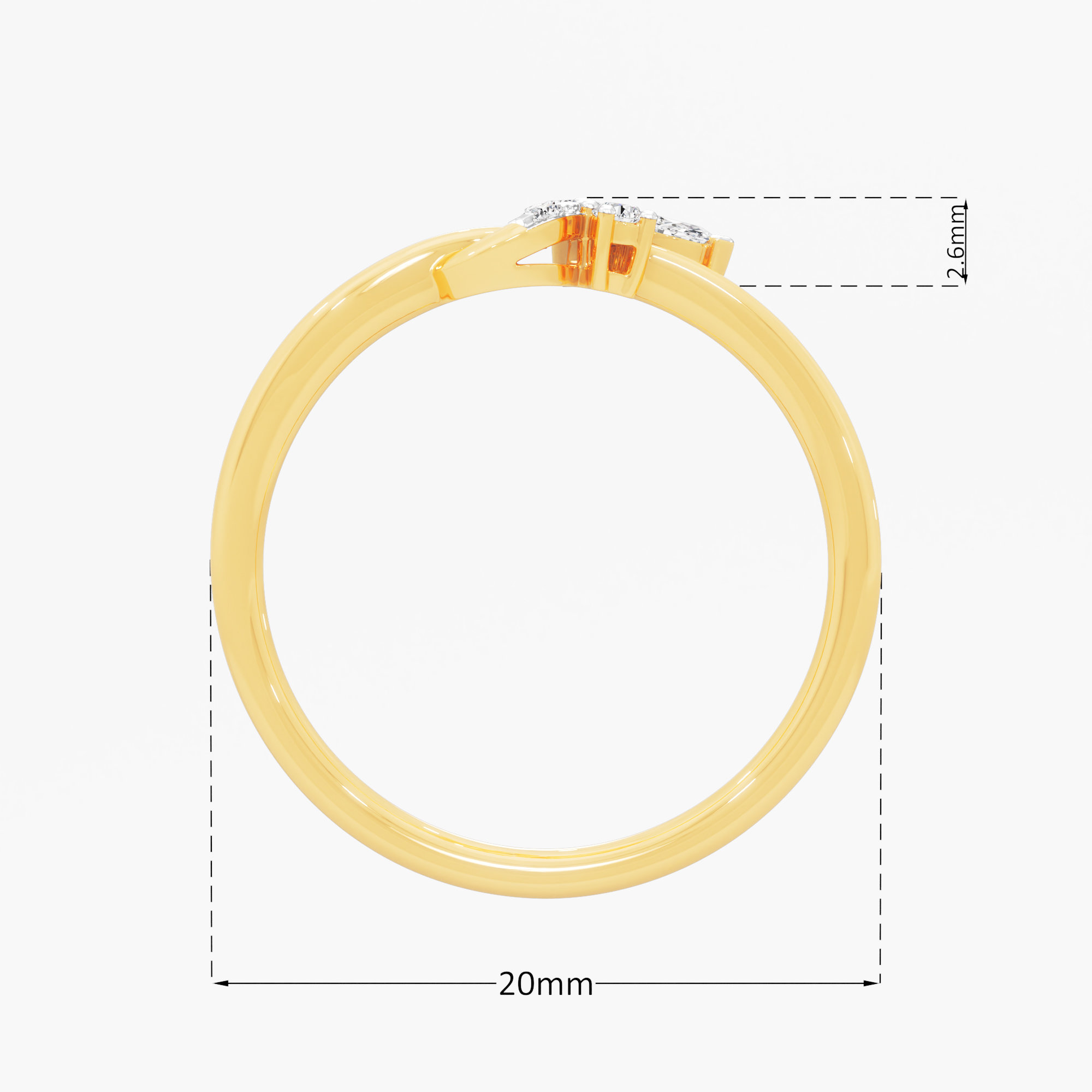 Petal Duet Cocktail Ring in 9KT Yellow Gold (Diamond Quality: FG-VVS VS)