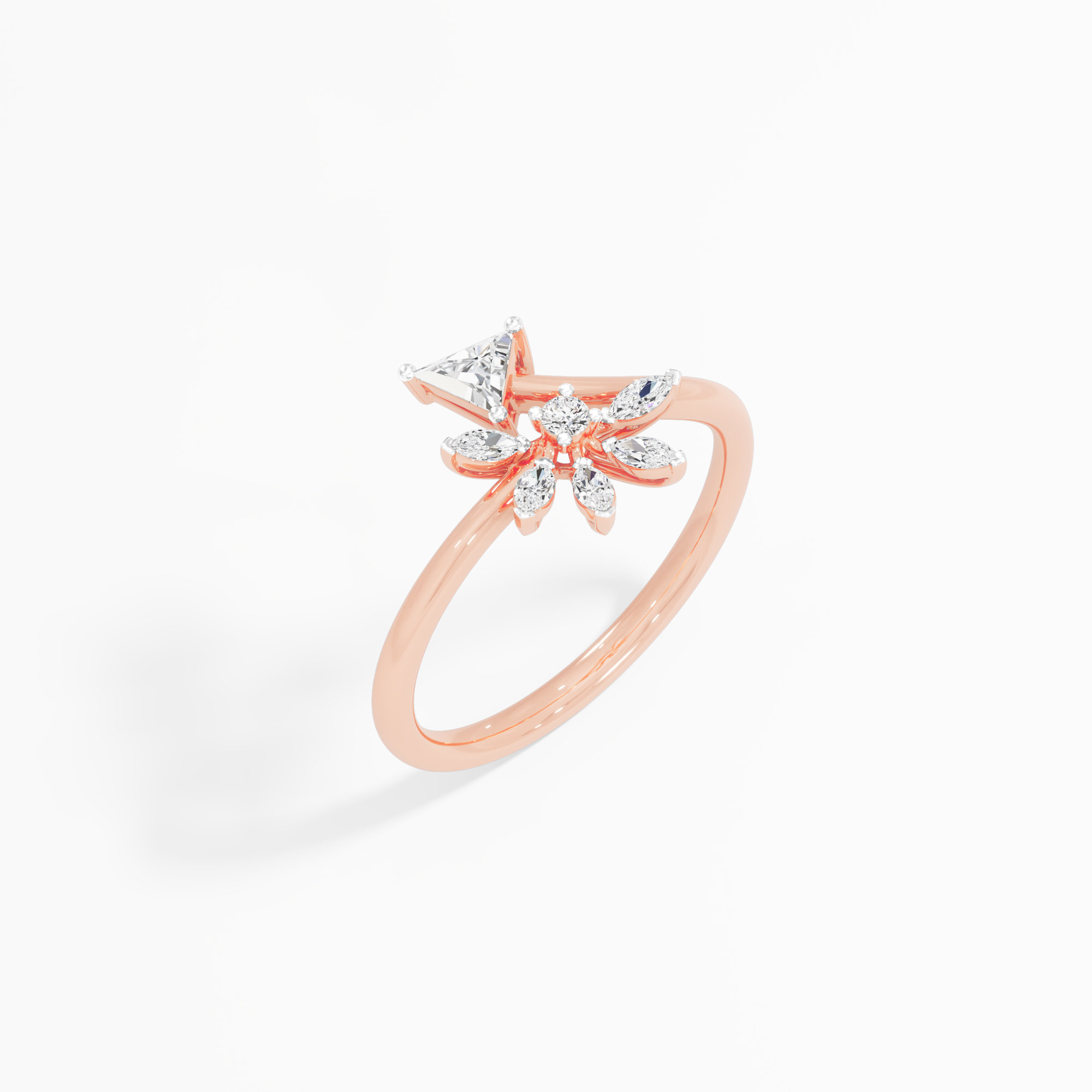 Stellar Embrace Bypass Ring in 9KT Rose Gold (Diamond Quality: FG-VVS VS)